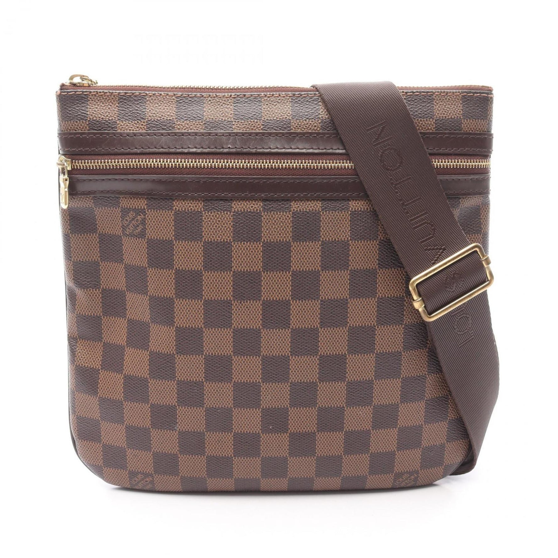 Louis Vuitton Bosphore Pochette Shoulder Bag in Coated Canvas and Leather with Damier Finish, Brown