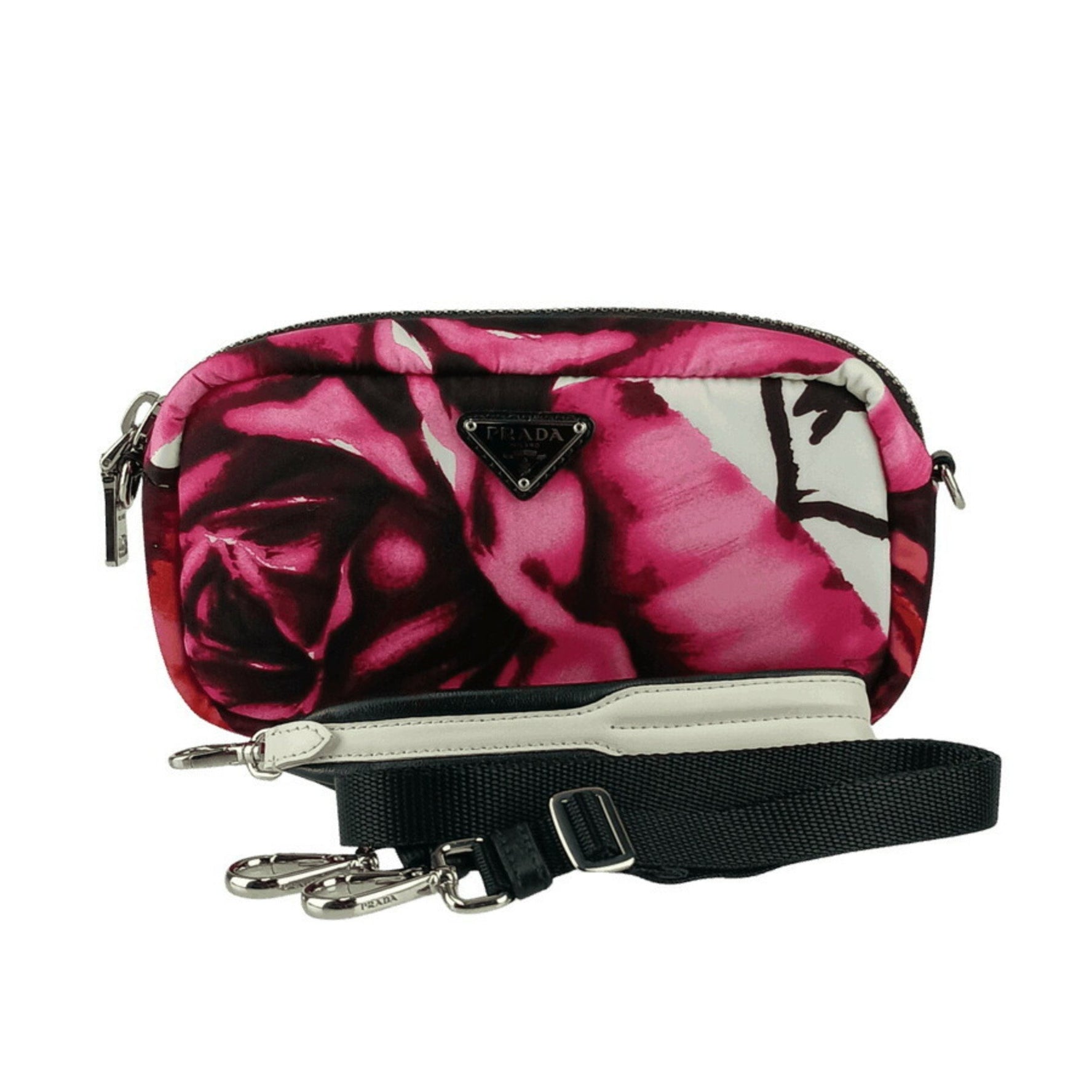 PRADA Shoulder Bag/Crossbody Bag Nylon Wristlet Pouch Triangle Plate