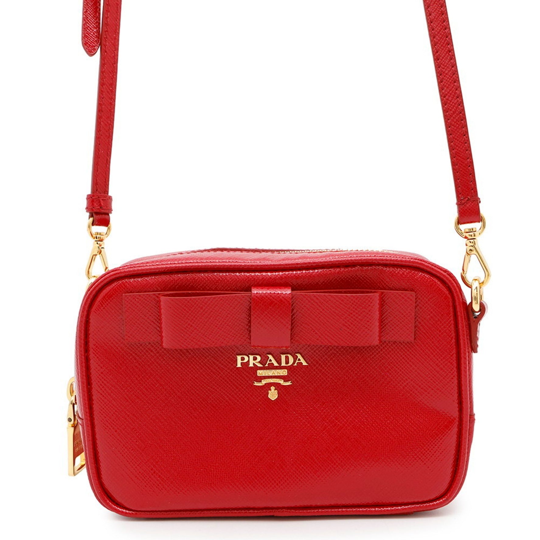 Prada Shoulder Bag Ribbon Leather Pochette