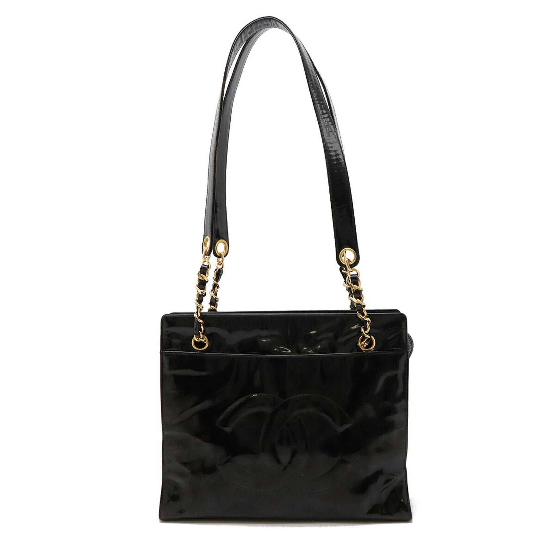 CHANEL Coco Mark Chain Shoulder Bag Tote Patent Leather