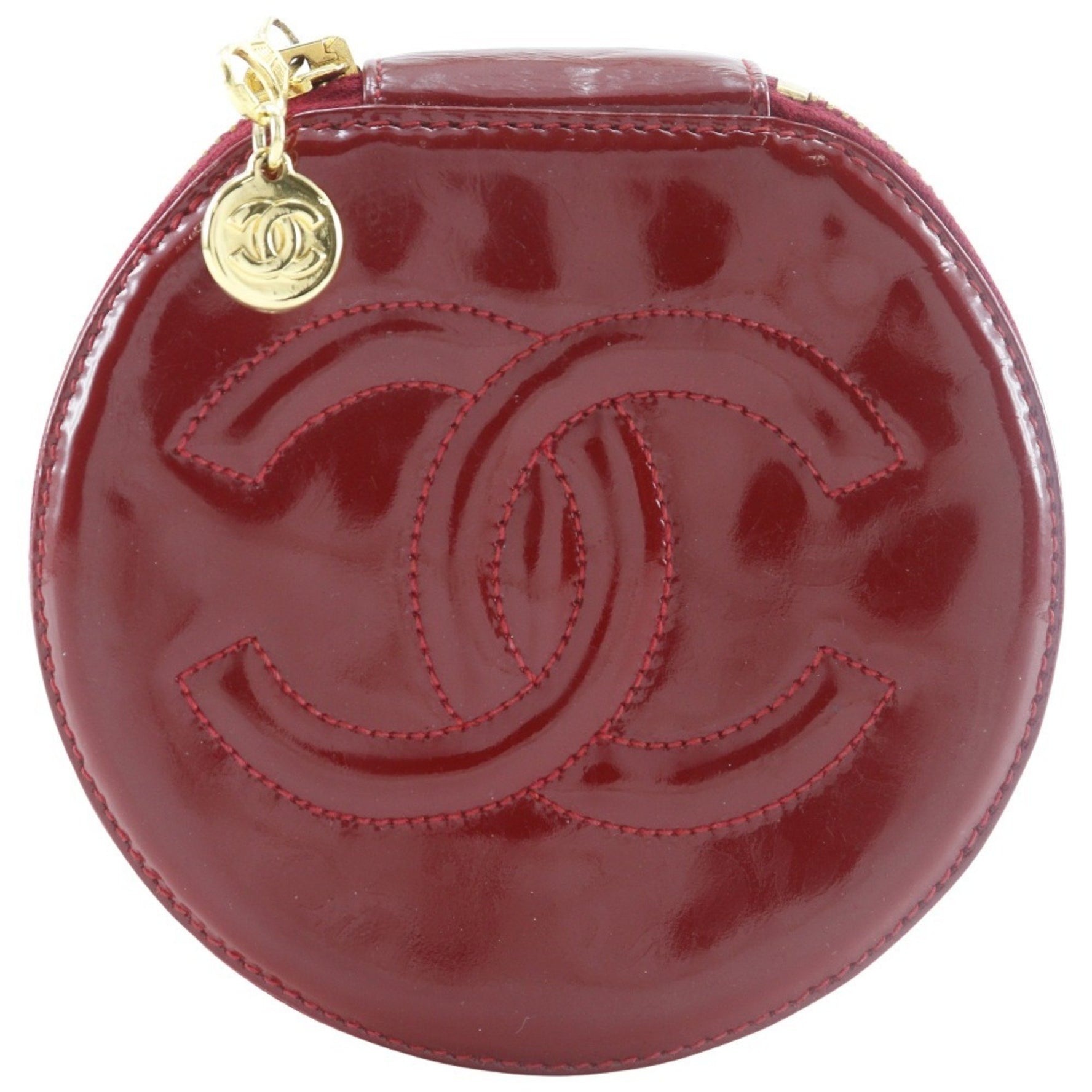 CHANEL COCO Mark Pouch Case, Enamel, Red