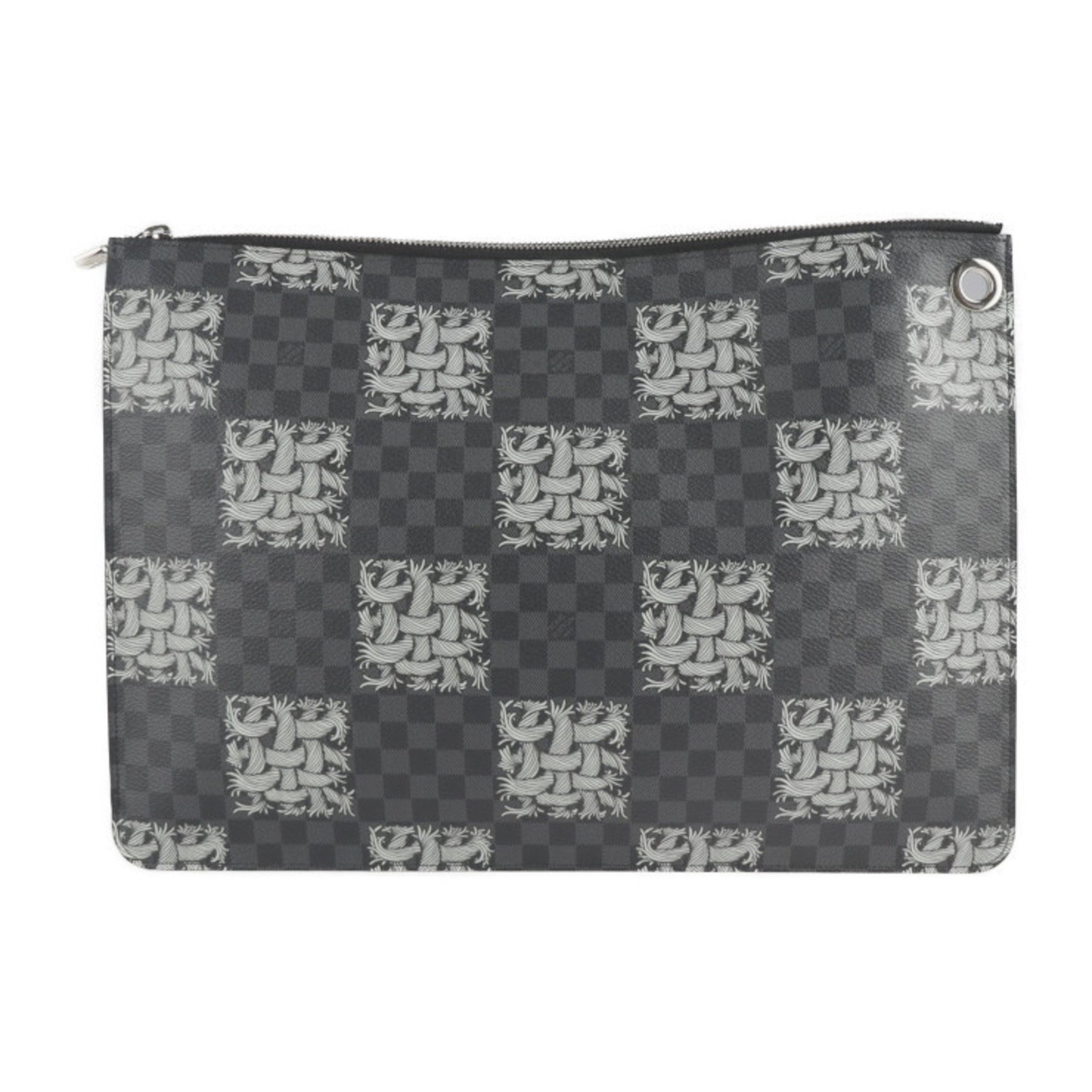 Louis Vuitton Pochette Joule GM Christopher Nemes Second Bag Damier Graphite Canvas Leather Black Gray Clutch Handbag