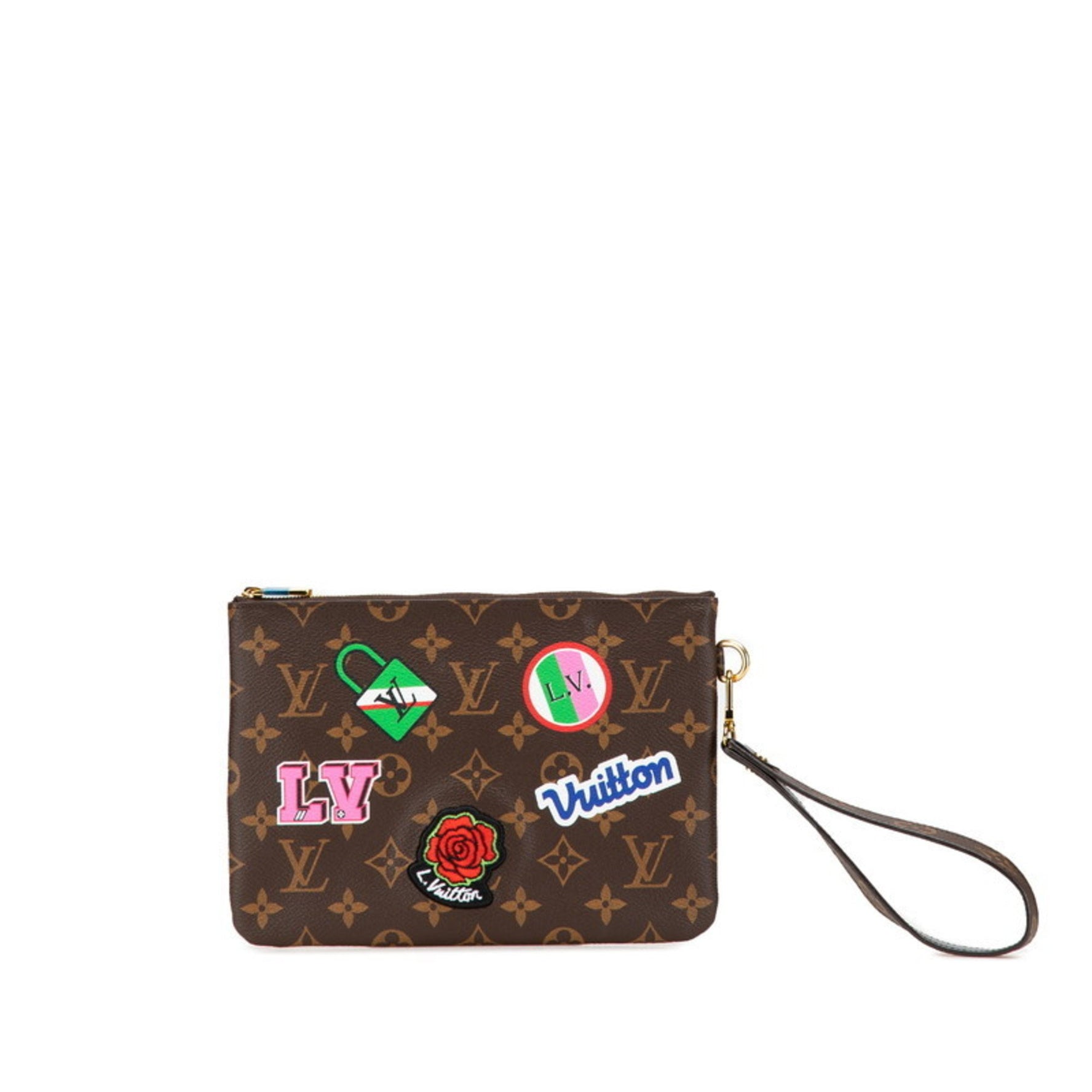 Louis Vuitton Monogram City Pouch Patches Collection Brown Multicolor Leather LOUIS VUITTON