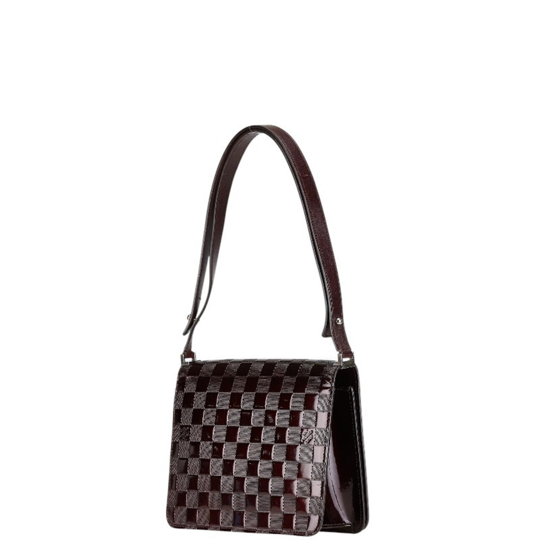 Louis Vuitton Damier Vernis Cabaret Handbag Bag Wine Red Patent Leather