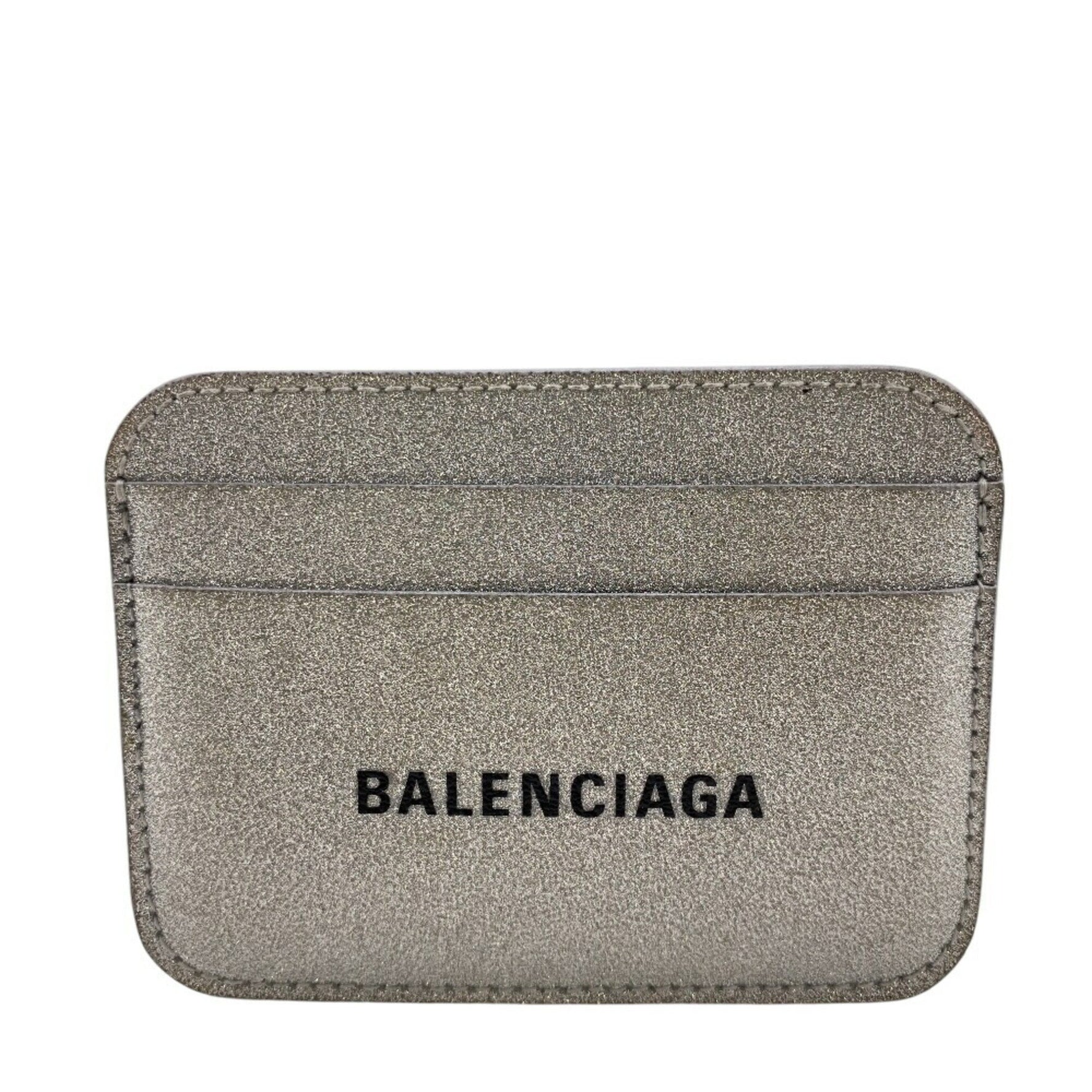 BALENCIAGA Leather x Lamé Card Case Wallet