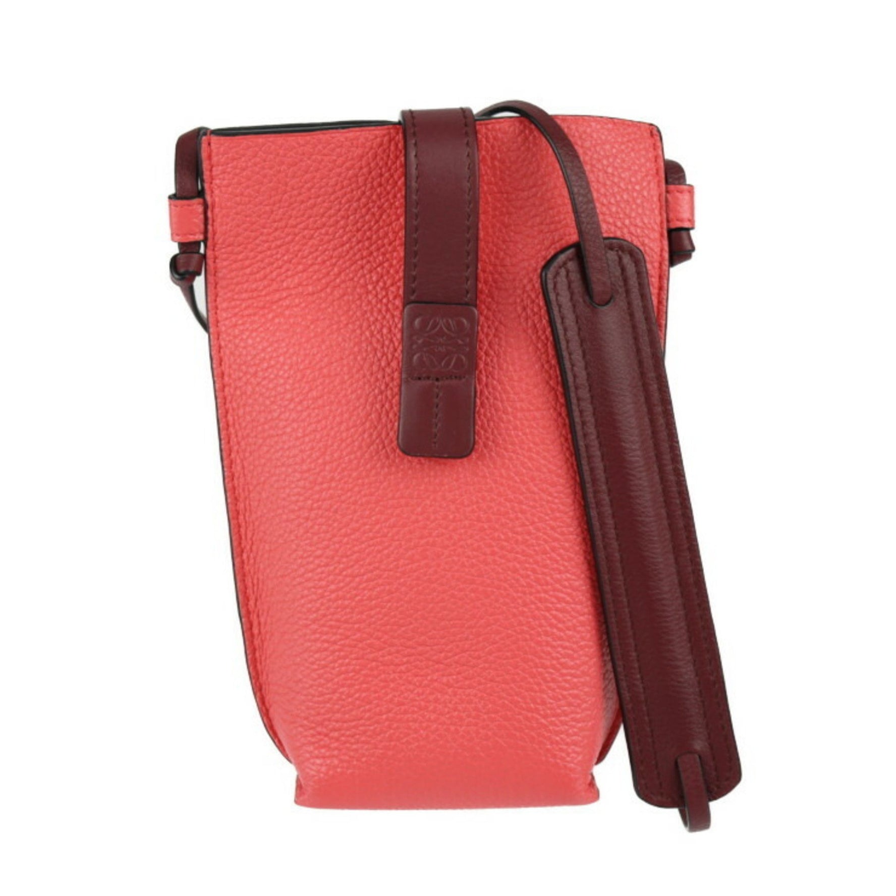 LOEWE Pocket Shoulder Bag Calfskin Leather POPPY Series Silver Hardware Phone Case Pochette
