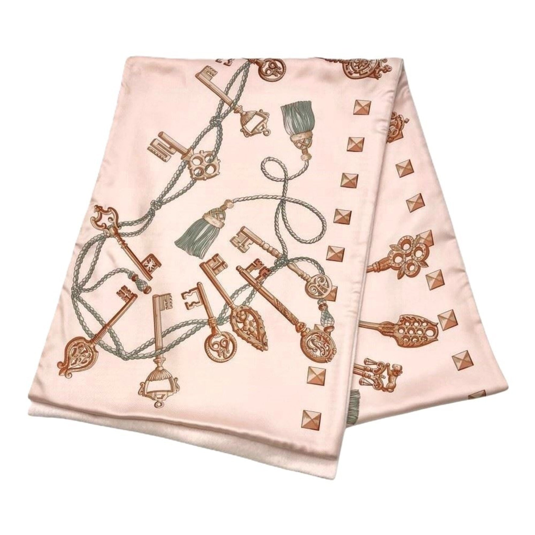 Hermes Key Motif Scarf Reversible Angora Silk