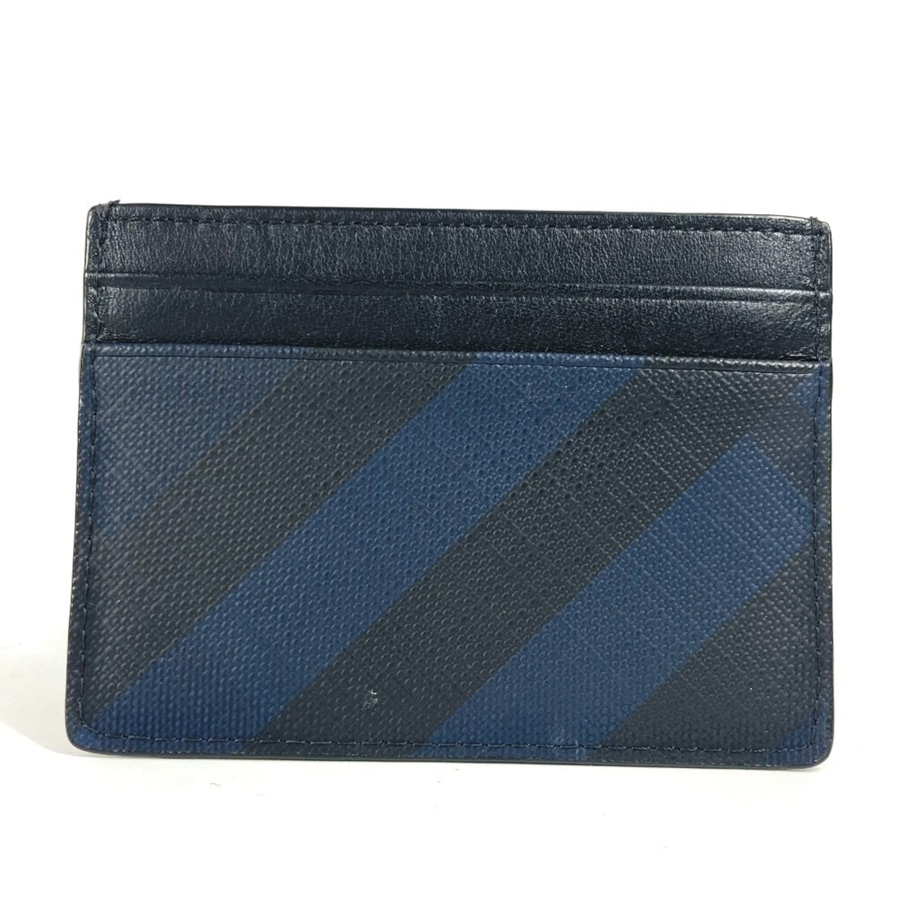BURBERRY Check Business Card Holder Pass Case Holder/Card Leather Men's Navy