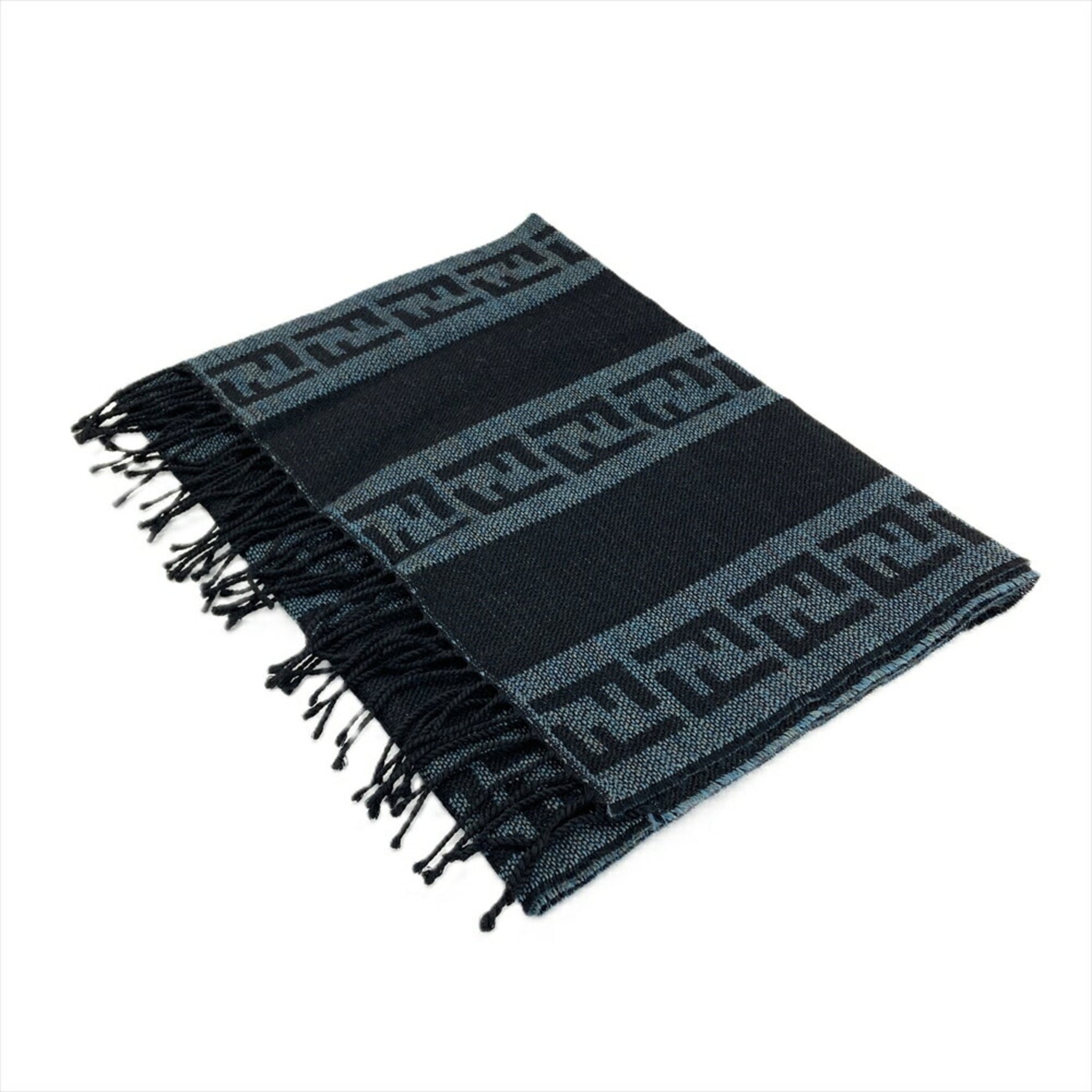 FENDI Scarf Wool Black Zucca CRAVATTE