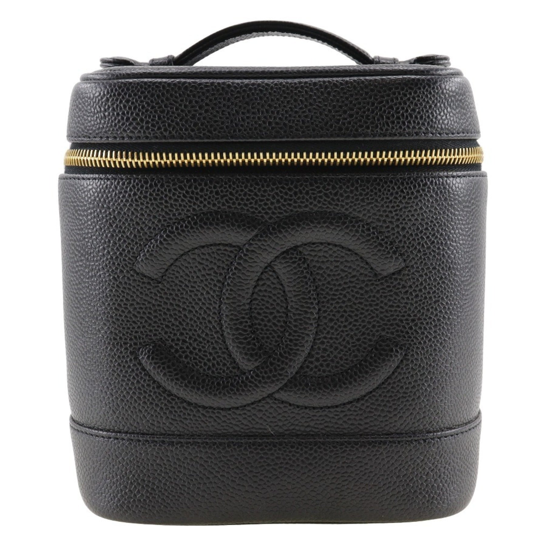 CHANEL Vanity Pouch Handbag Caviar Skin
