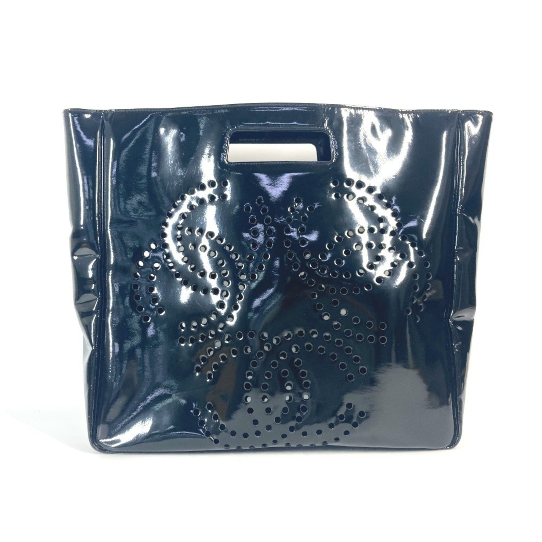 CHANEL Punching Logo Triple Coco CC Mark Big Bag Handbag Enamel