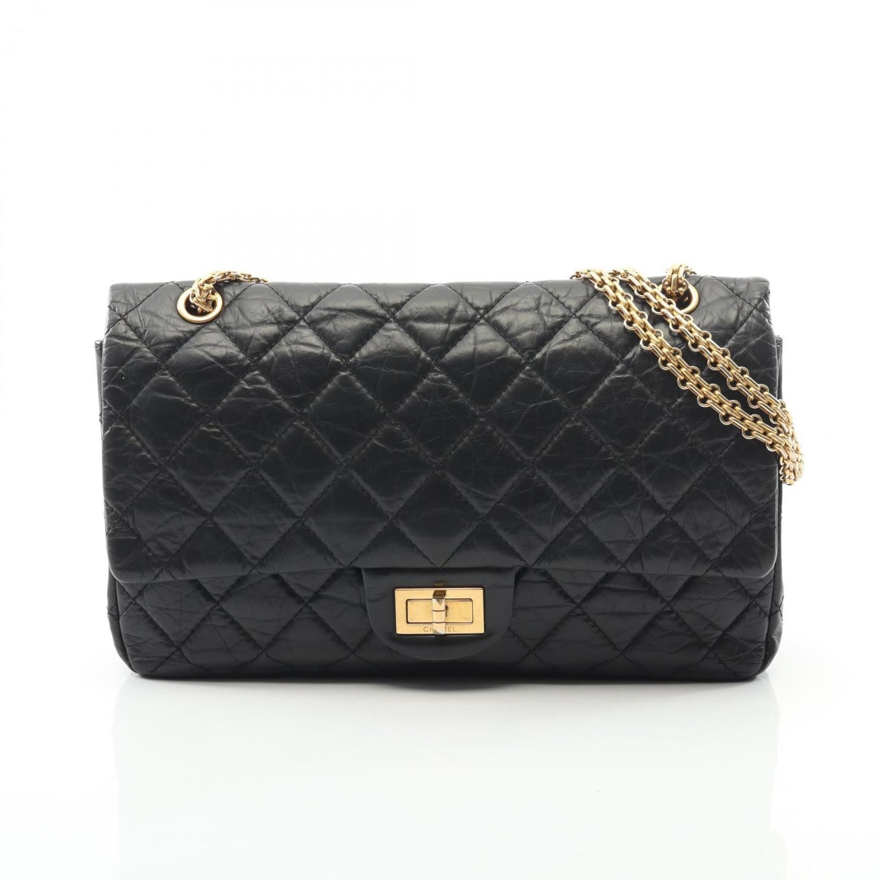 CHANEL 2.55 Matelasse Maxi Double Flap Shoulder Bag in Calfskin Leather