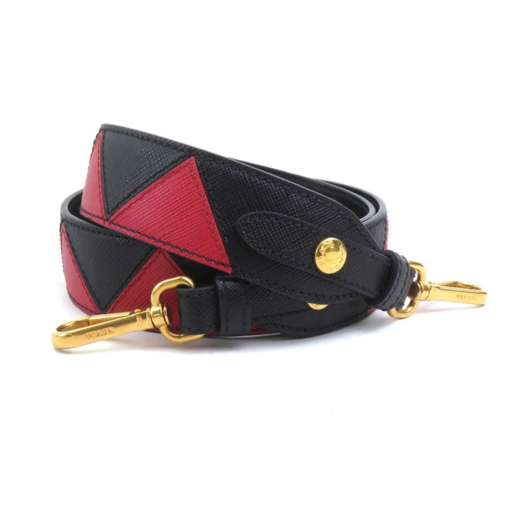 PRADA Shoulder Strap Leather Black x Red
