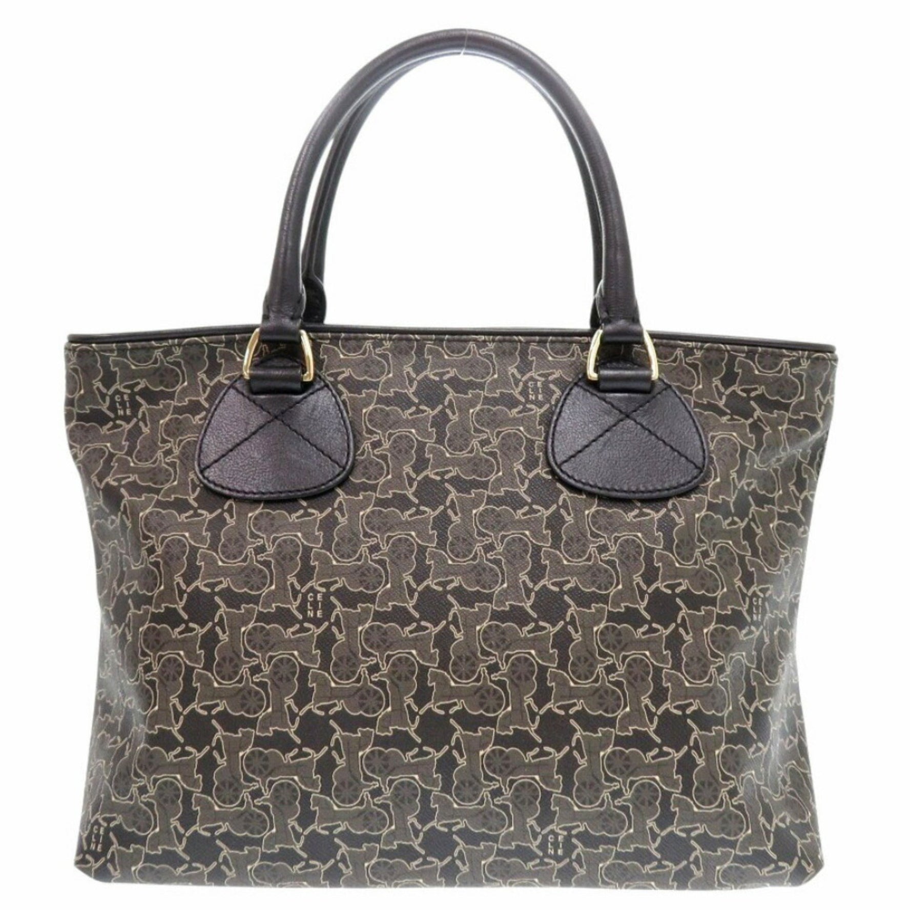 Celine Sulky Line PVC Leather Brown Handbag