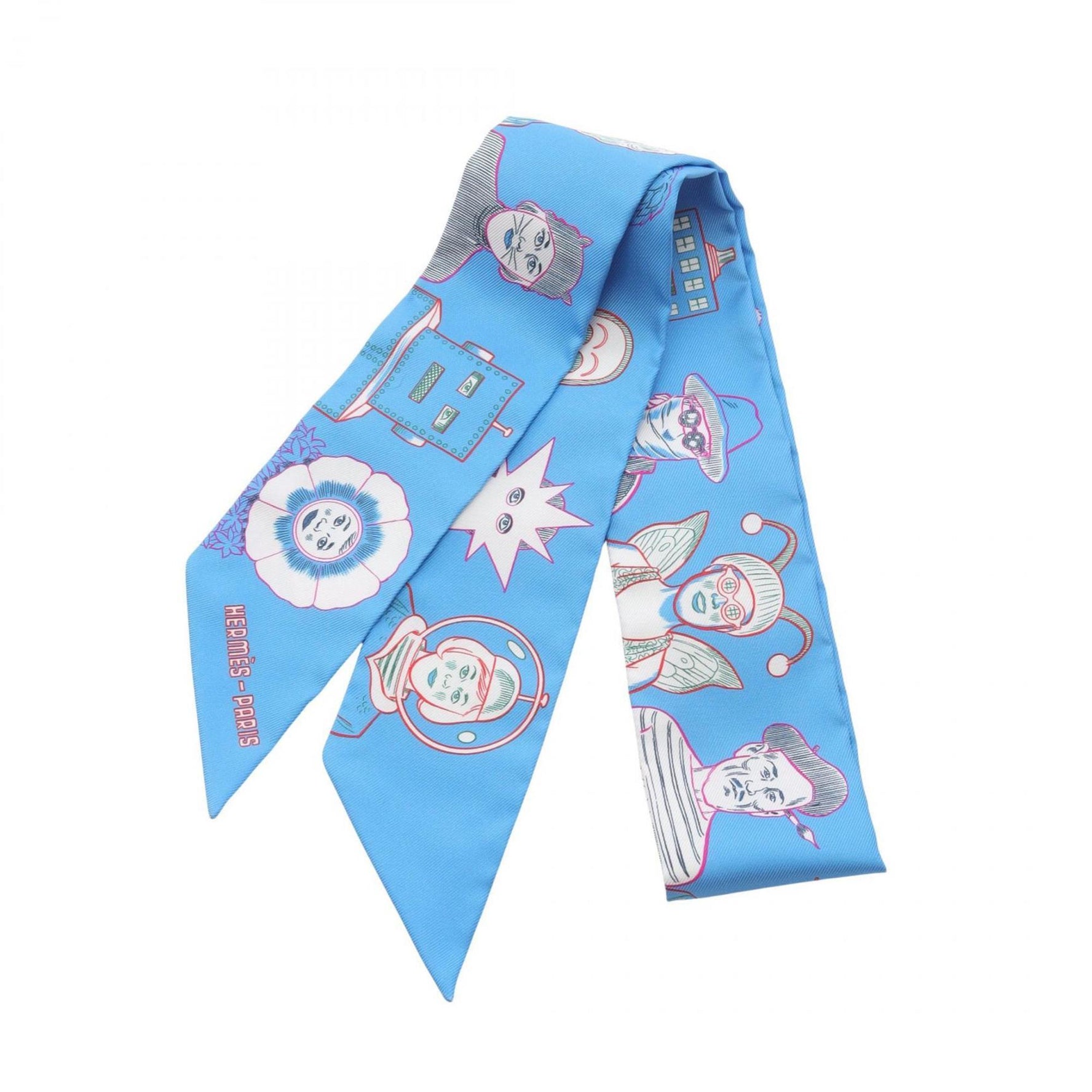 Hermes Hermès Twilly Dress Code Silk Scarf Blue Multicolor