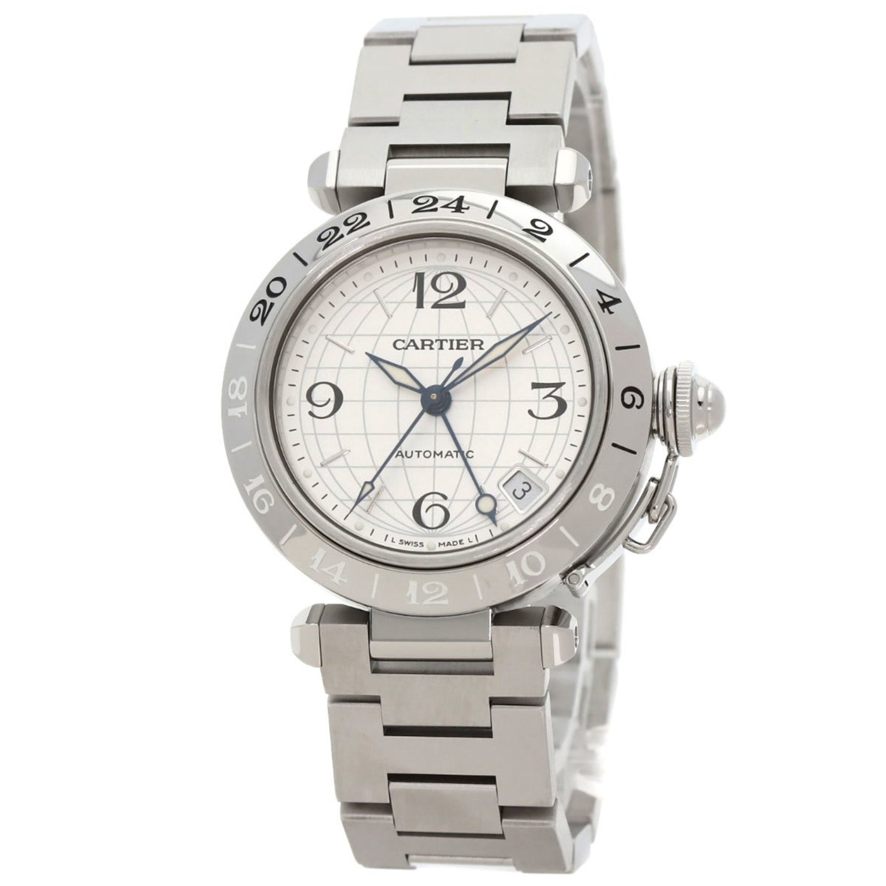 Cartier Pasha C Meridian GMT Watch in Stainless Steel for Boys