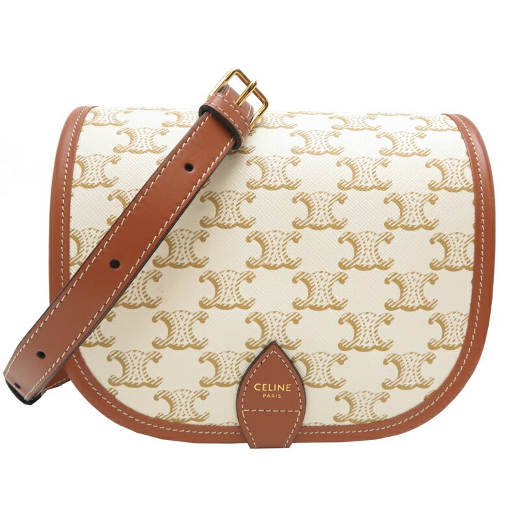 Celine Falco Medium Bag Shoulder PVC Triomphe (White)