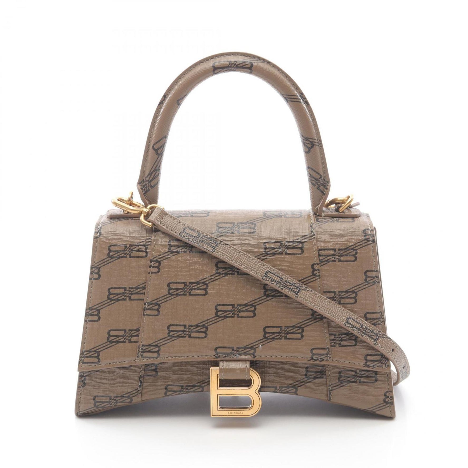 Balenciaga Hourglass Small BB Monogram Handbag in PVC-Coated Canvas