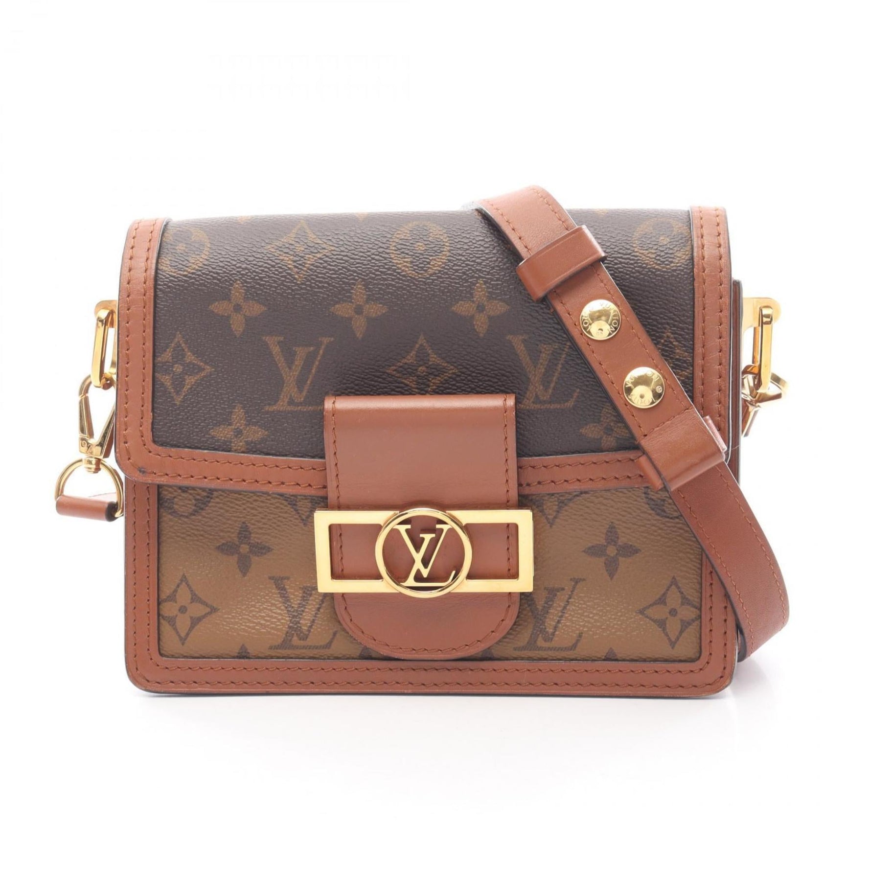 Louis Vuitton Dauphine Mini Monogram Reverse Shoulder Bag, Coated Canvas and Leather, Brown Beige