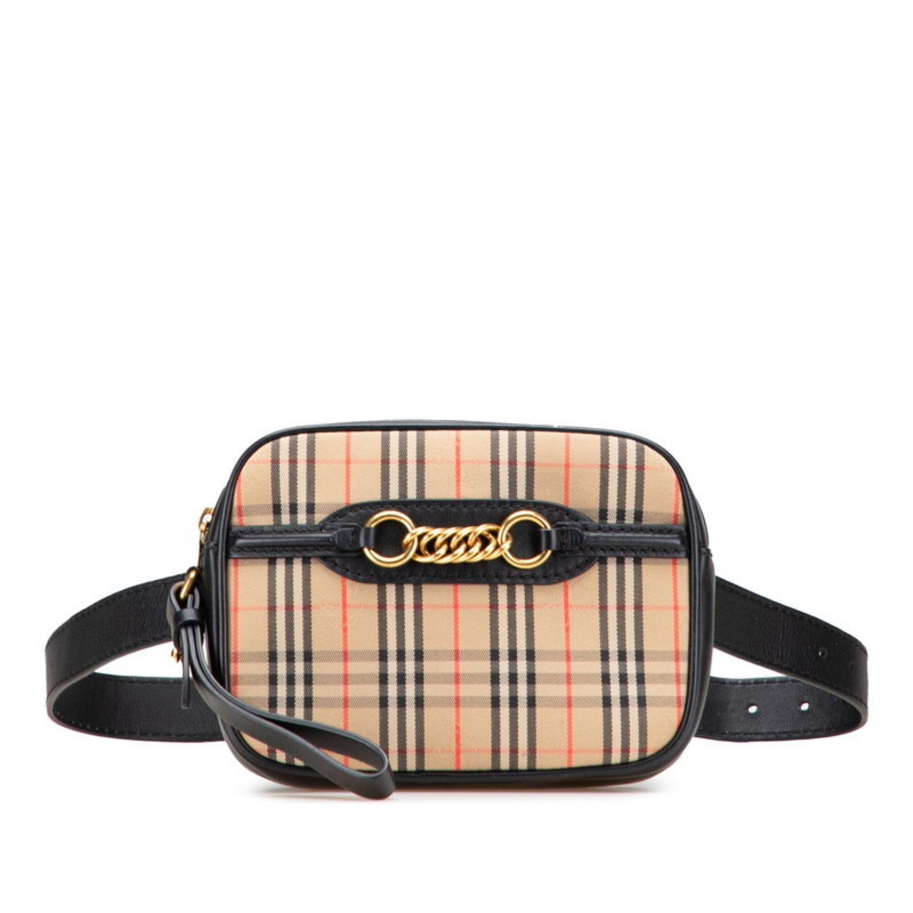 Burberry Nova Check Waist Bag/Body Bag in Beige and Black Canvas Leather
