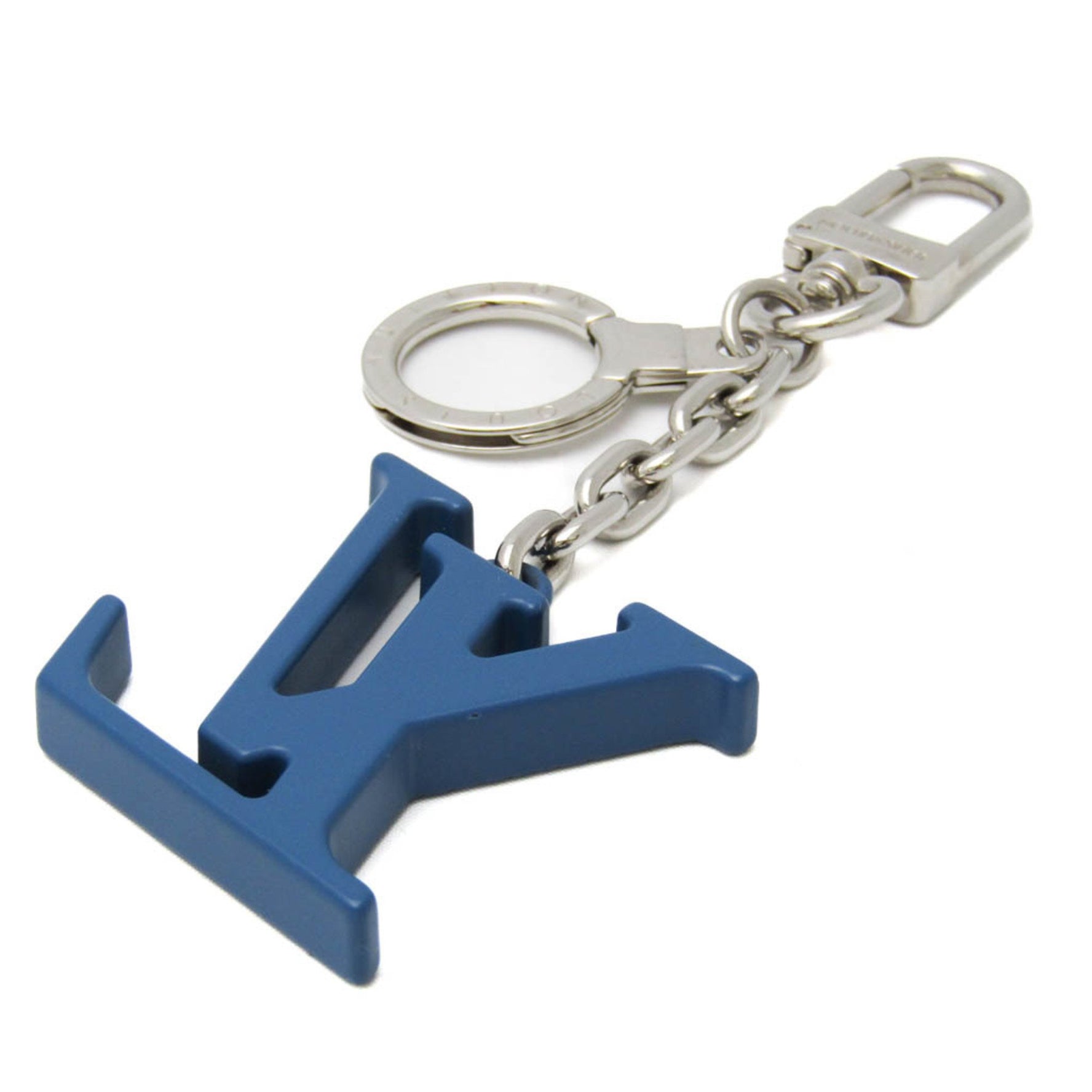 Louis Vuitton Initial Key Chain Keyring (Navy,Silver)
