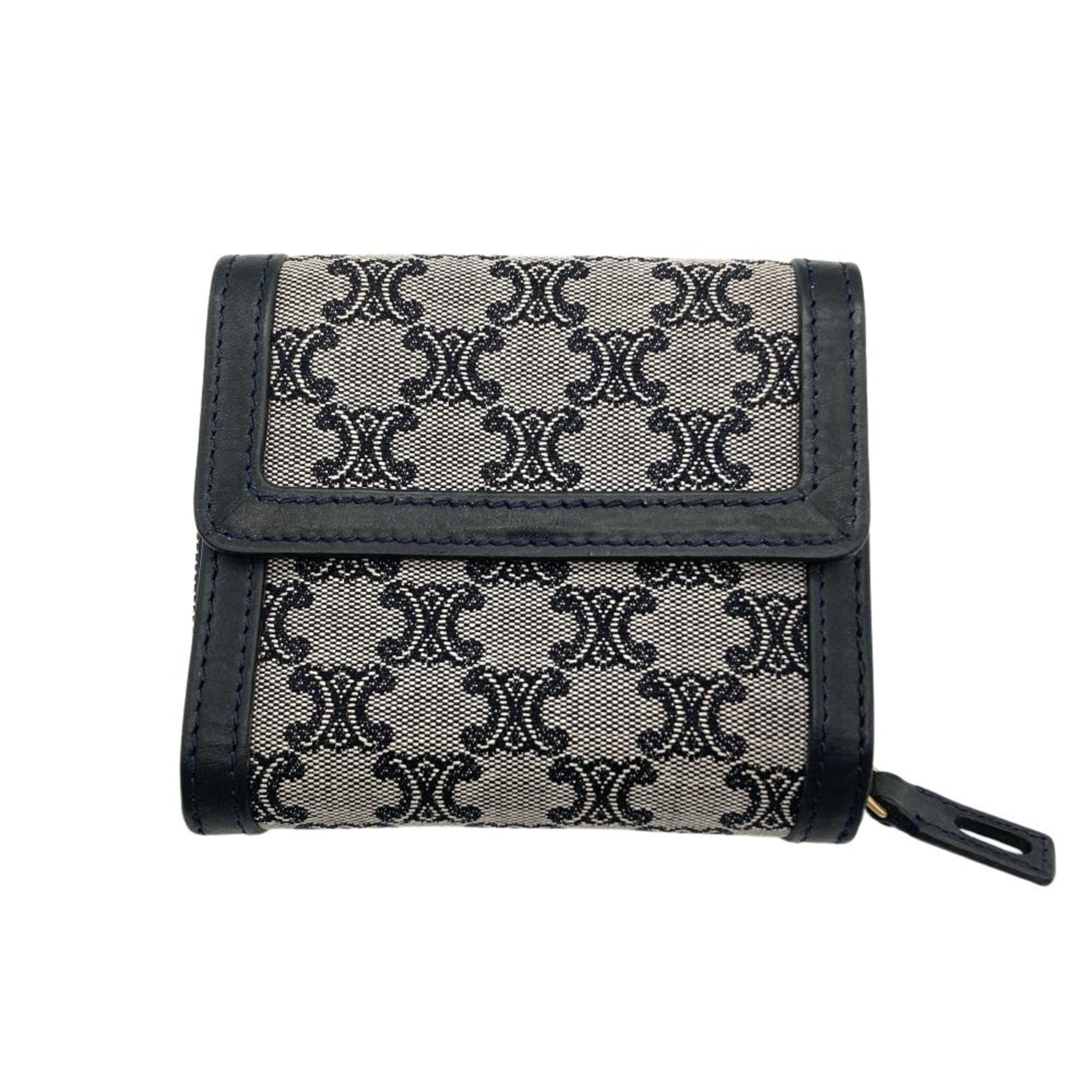 CELINE Triomphe Tri-fold Wallet Canvas Leather
