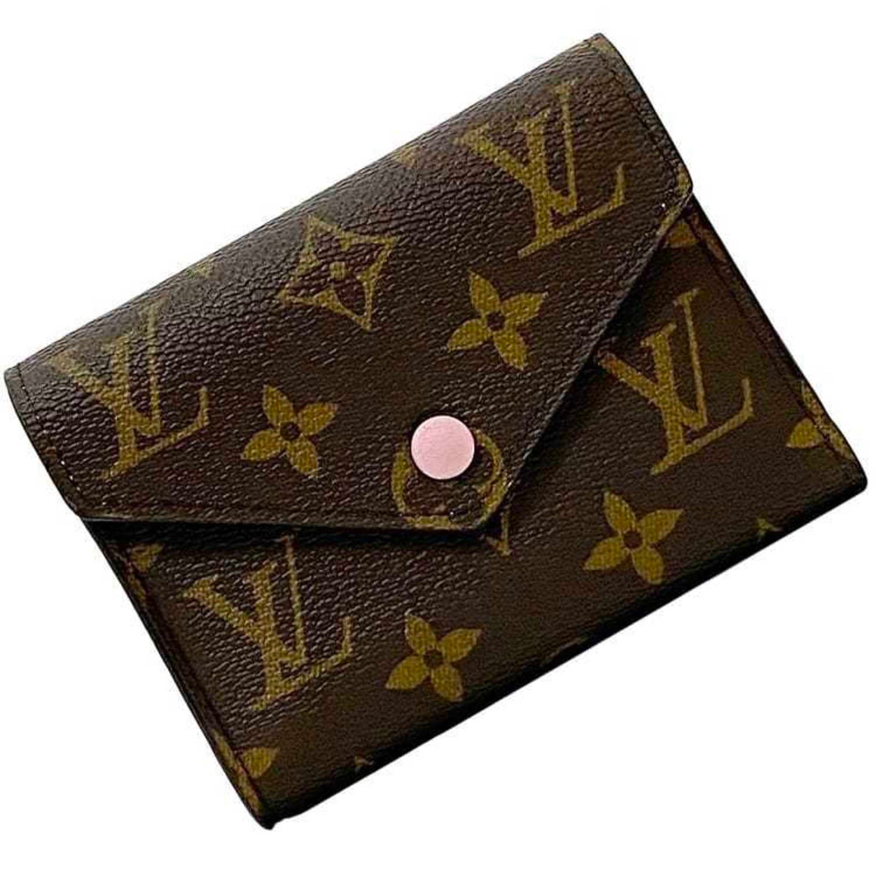 Louis Vuitton Tri-fold Wallet Portefeuille Victorine Brown Pink Rose Ballerine Monogram Canvas Compact Mini Folding