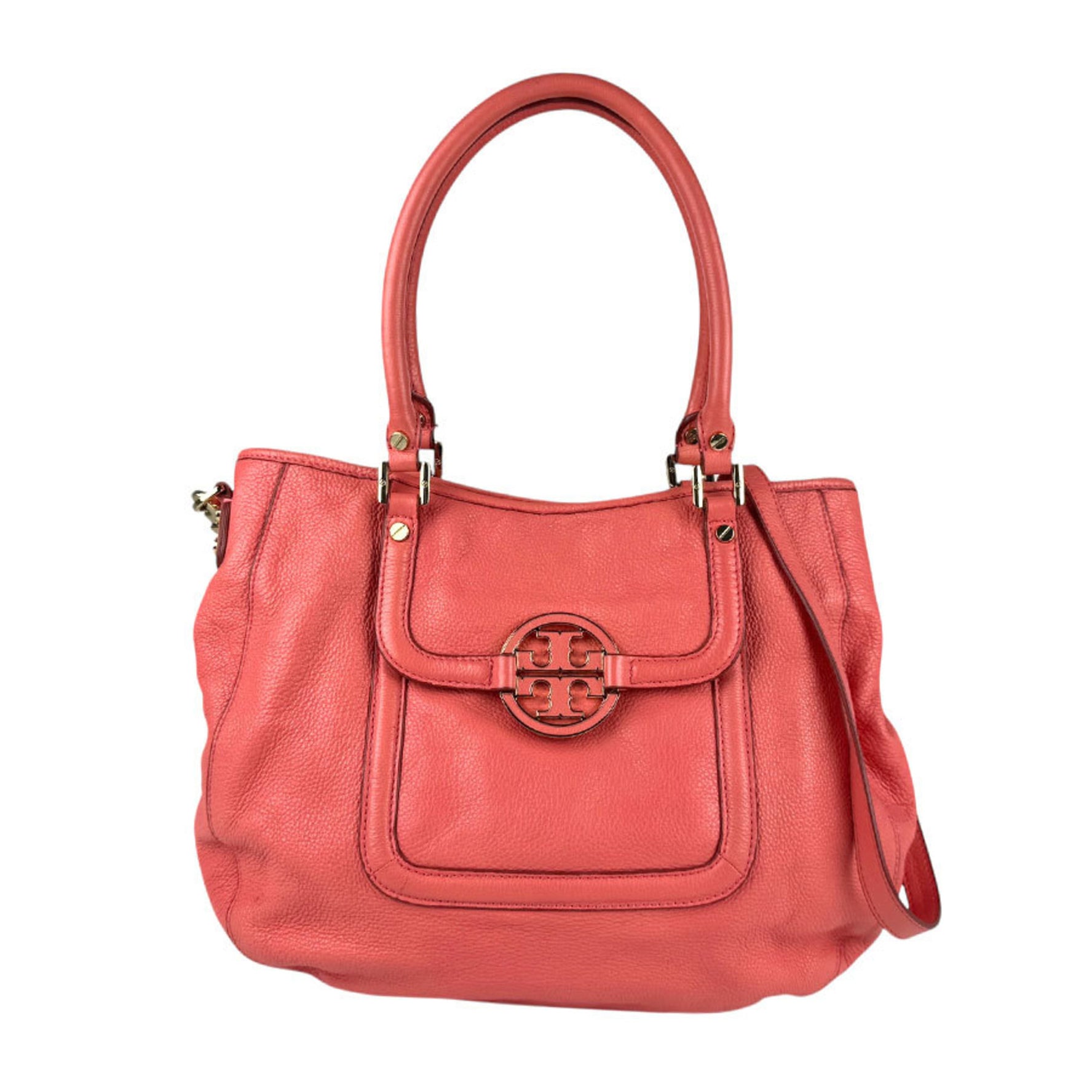Tory Burch handbag shoulder bag leather salmon pink gold