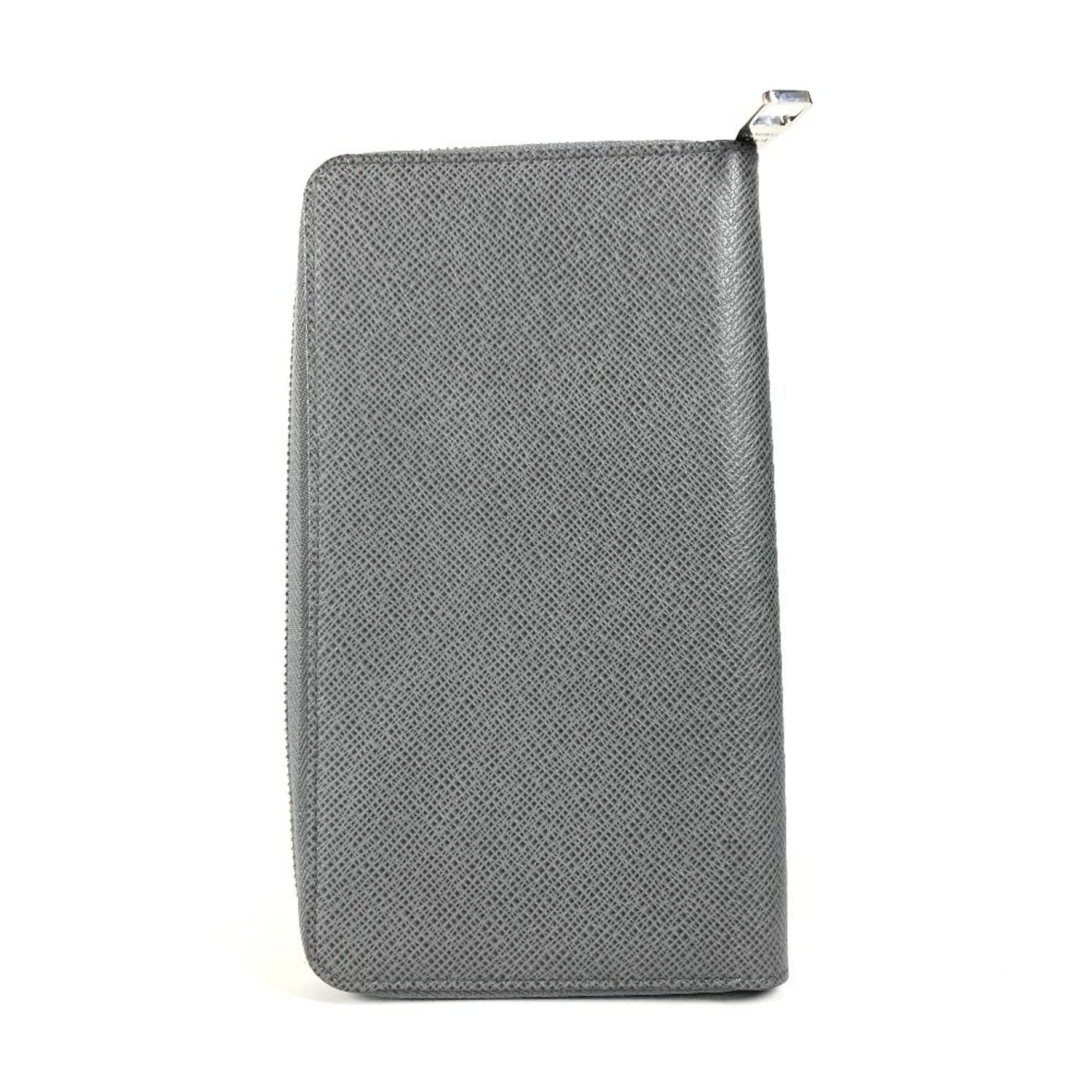 Louis Vuitton Taiga Zippy Organizer Long Wallet Round Zipper Leather Men's Glacier Gray