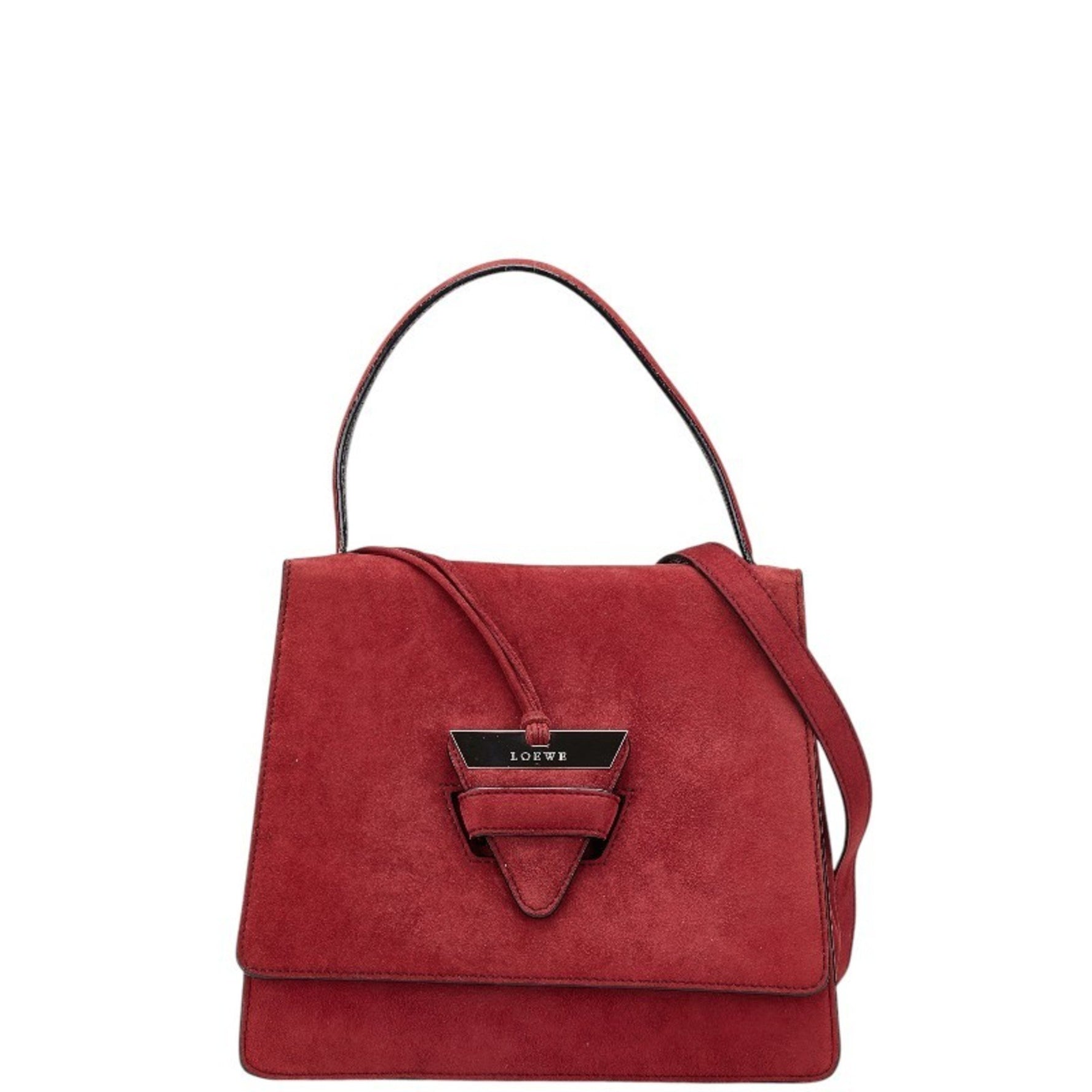 LOEWE Barcelona Handbag Shoulder Bag Red Suede Leather