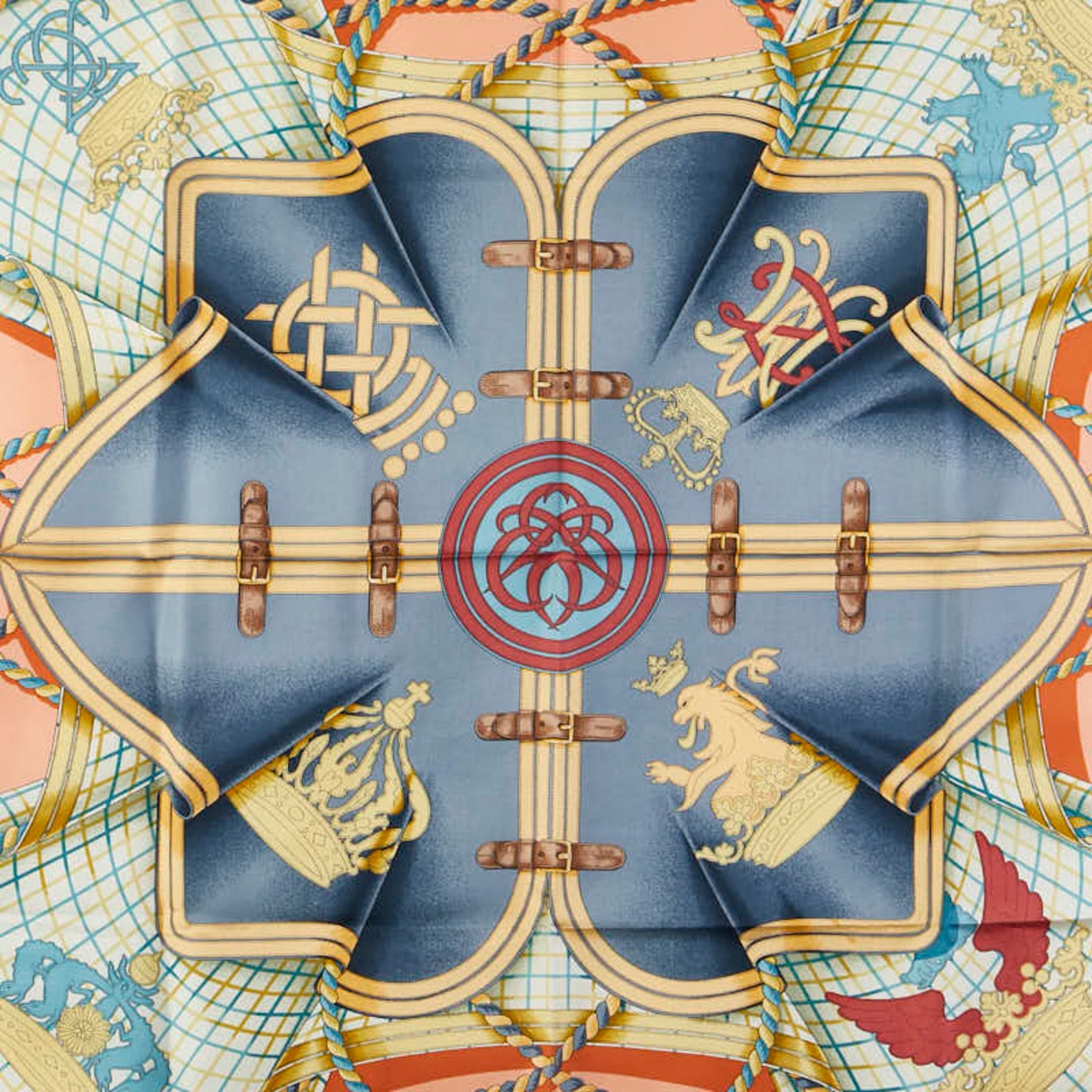 Hermes Carre 90 GRANDE TENUE Horse Dress Scarf Muffler Orange Yellow Multicolor Silk