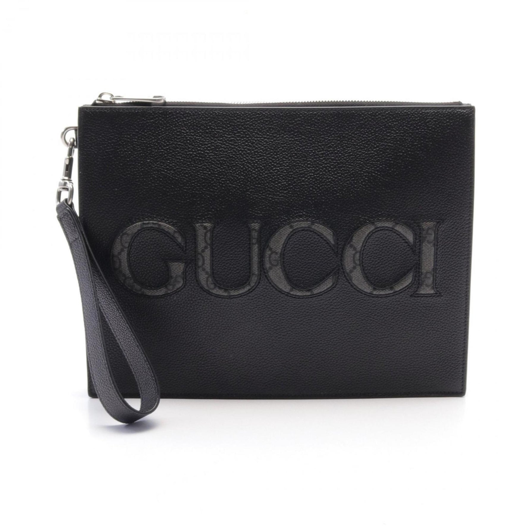 Gucci GG Supreme Clutch Bag Leather Coated Canvas