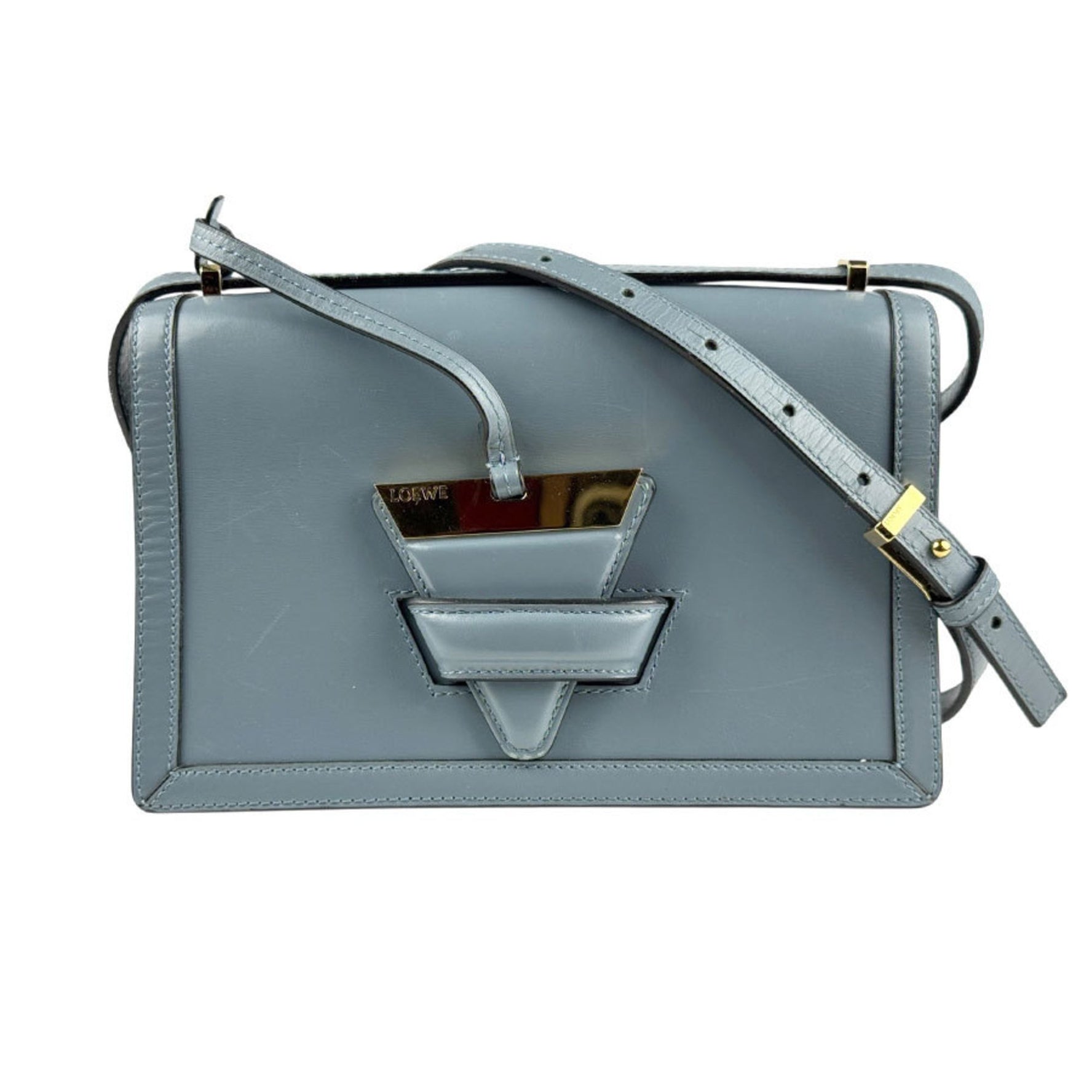LOEWE shoulder bag Barcelona leather blue grey
