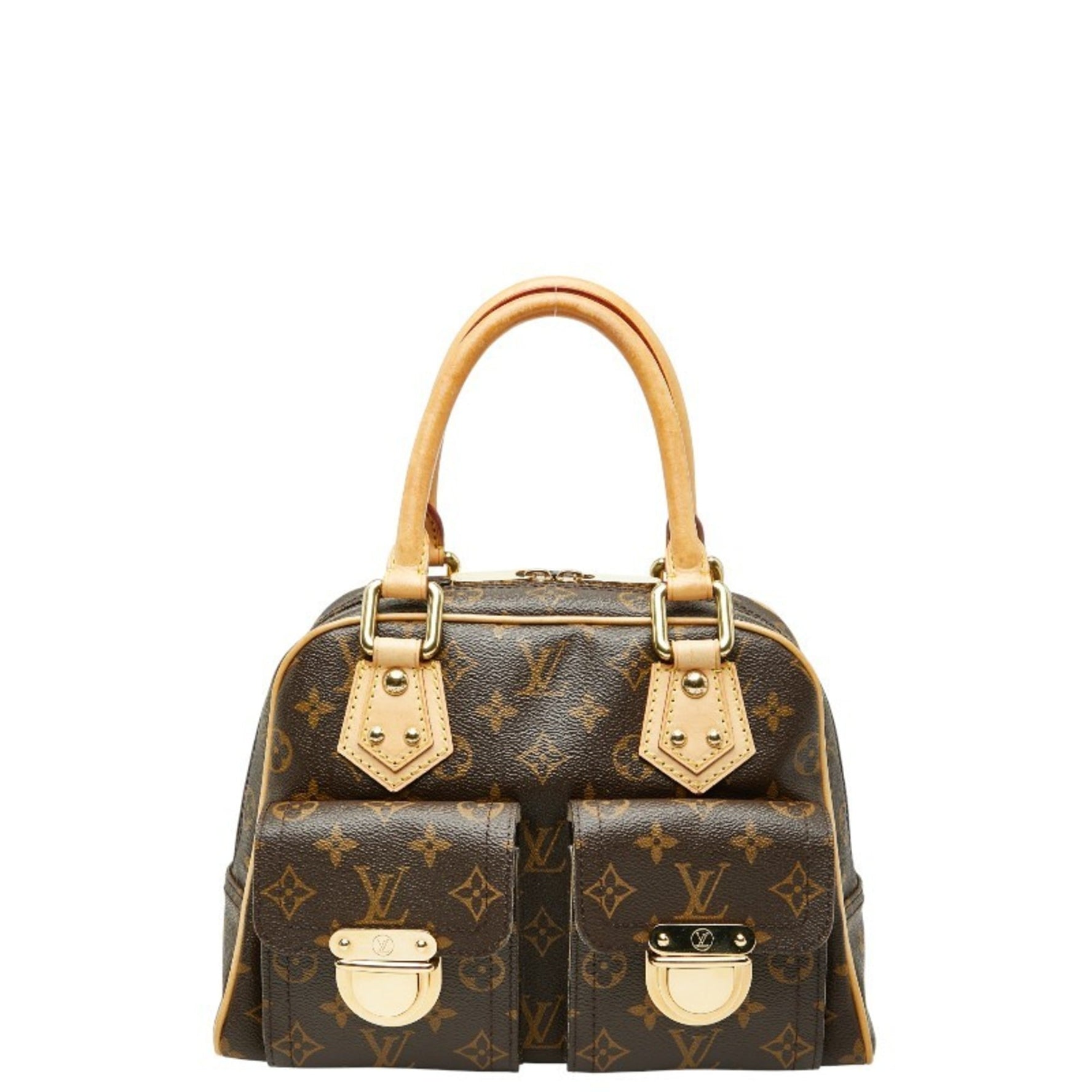 Louis Vuitton Monogram Manhattan PM Handbag Brown Leather LOUIS VUITTON