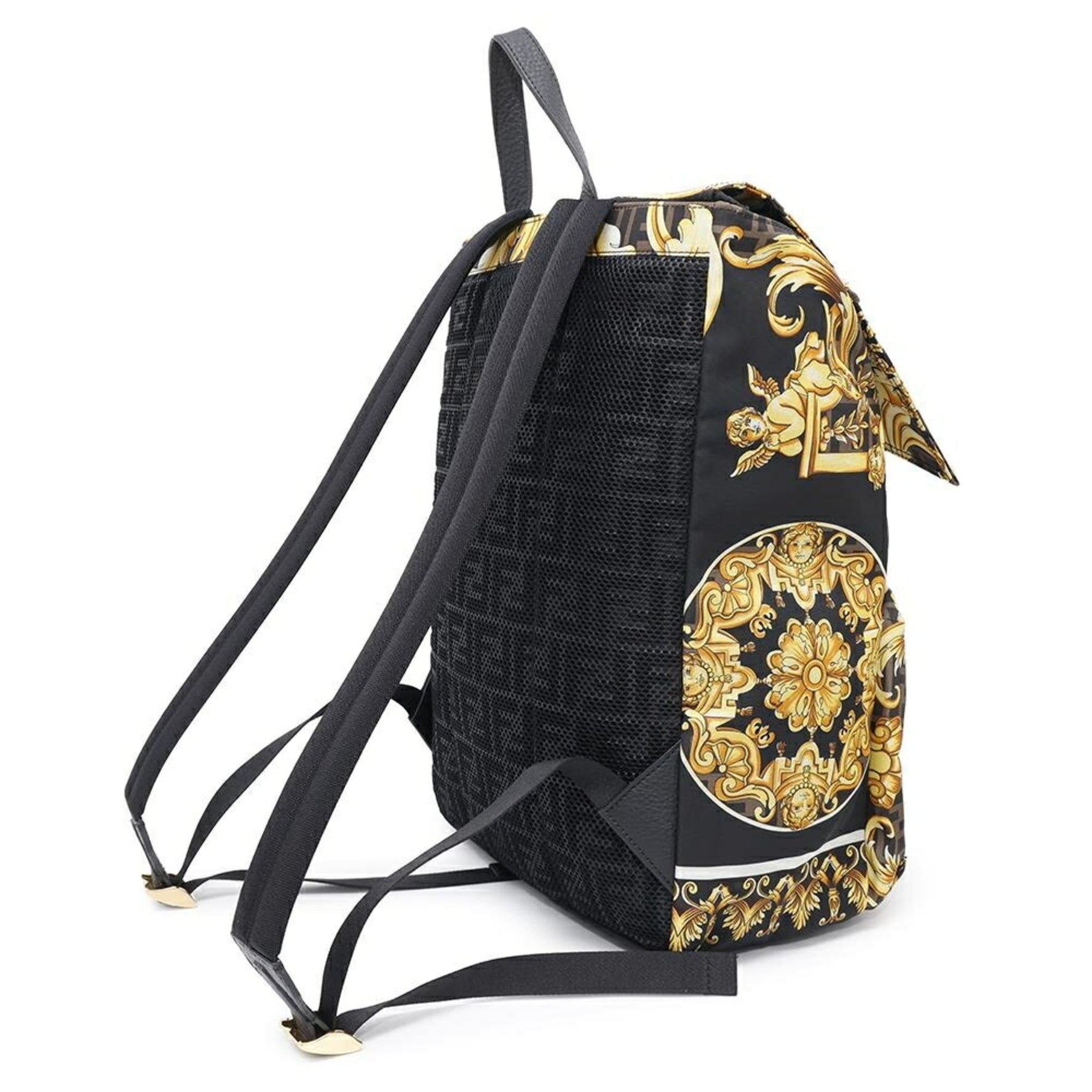 Fendi Backpack Fendace Bag Versace Collaboration Black