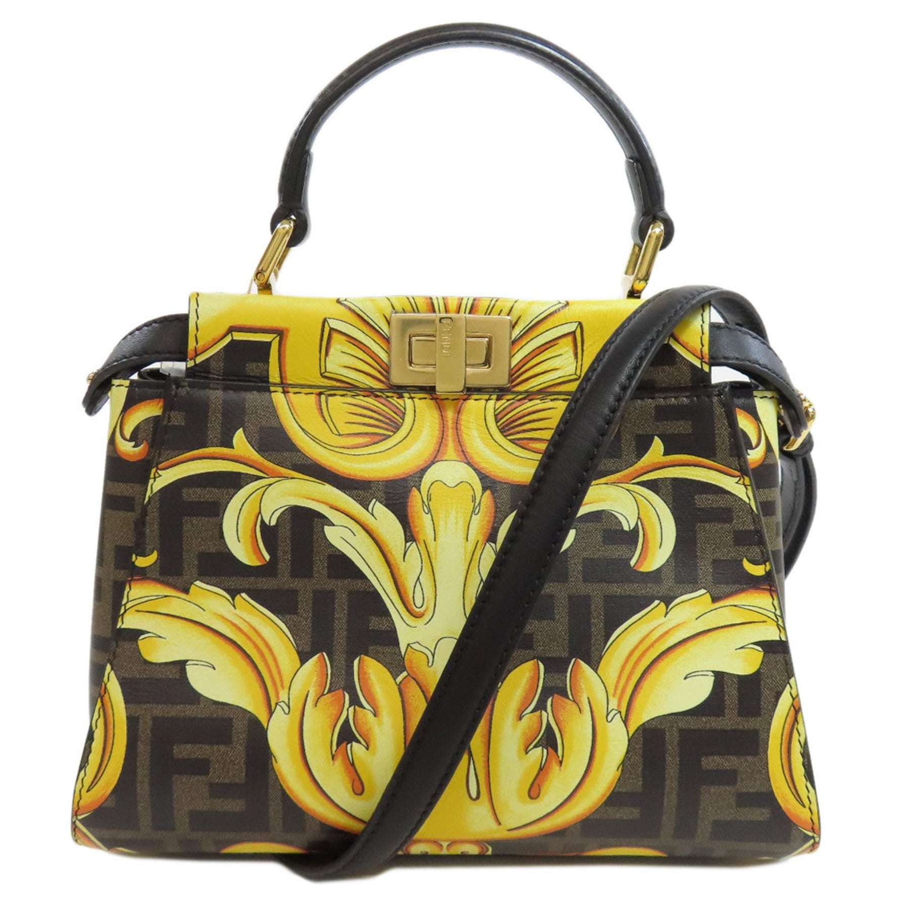 FENDI Fendace Peekaboo Handbag Calf Leather