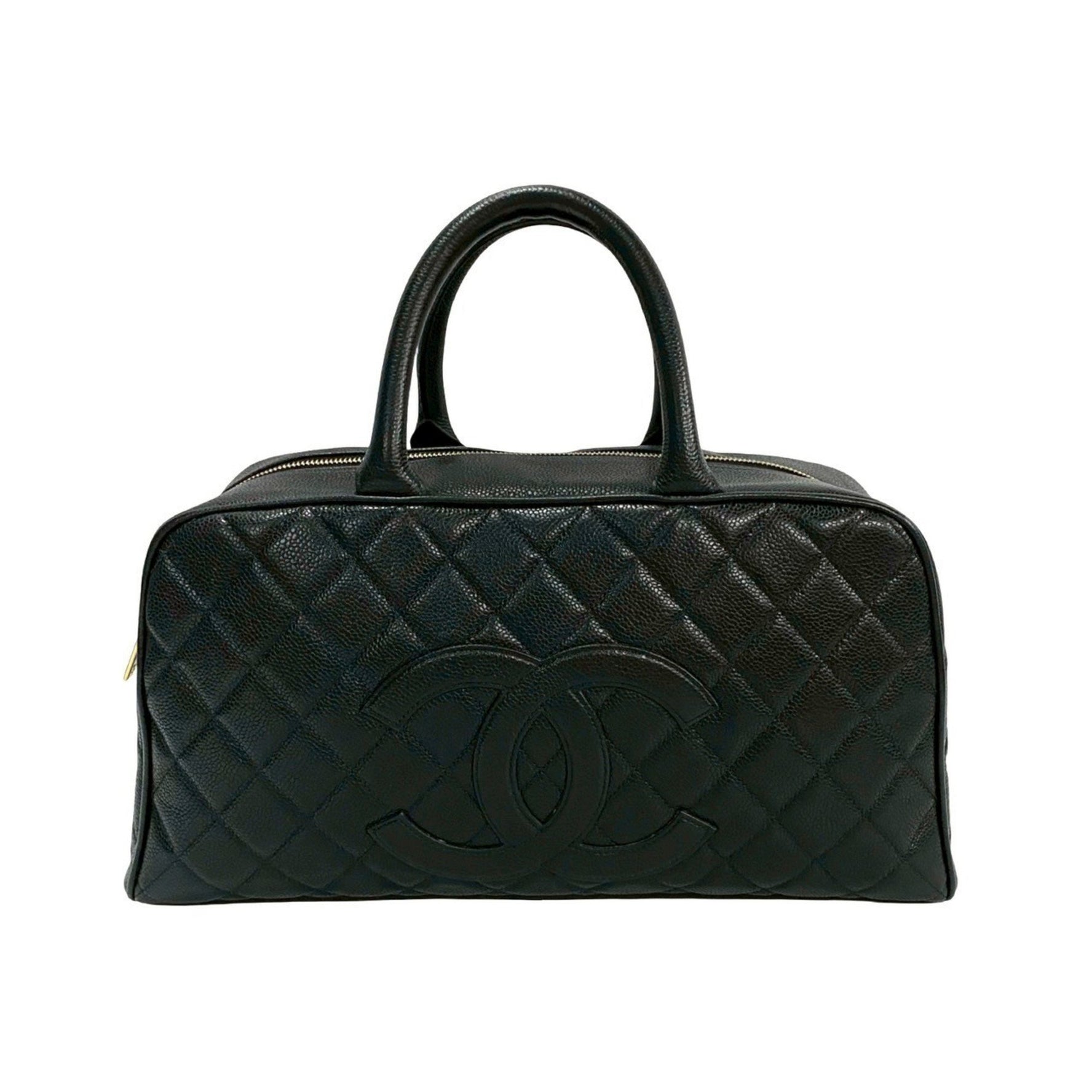 CHANEL Matelasse Coco Mark Caviar Skin Boston Bag Handbag