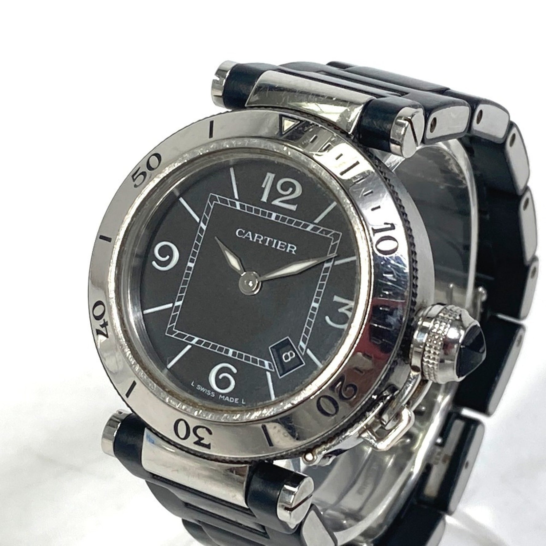 CARTIER Pasha Seatimer Quartz Date Watch (W3140003) in Stainless Steel and Silver for Women