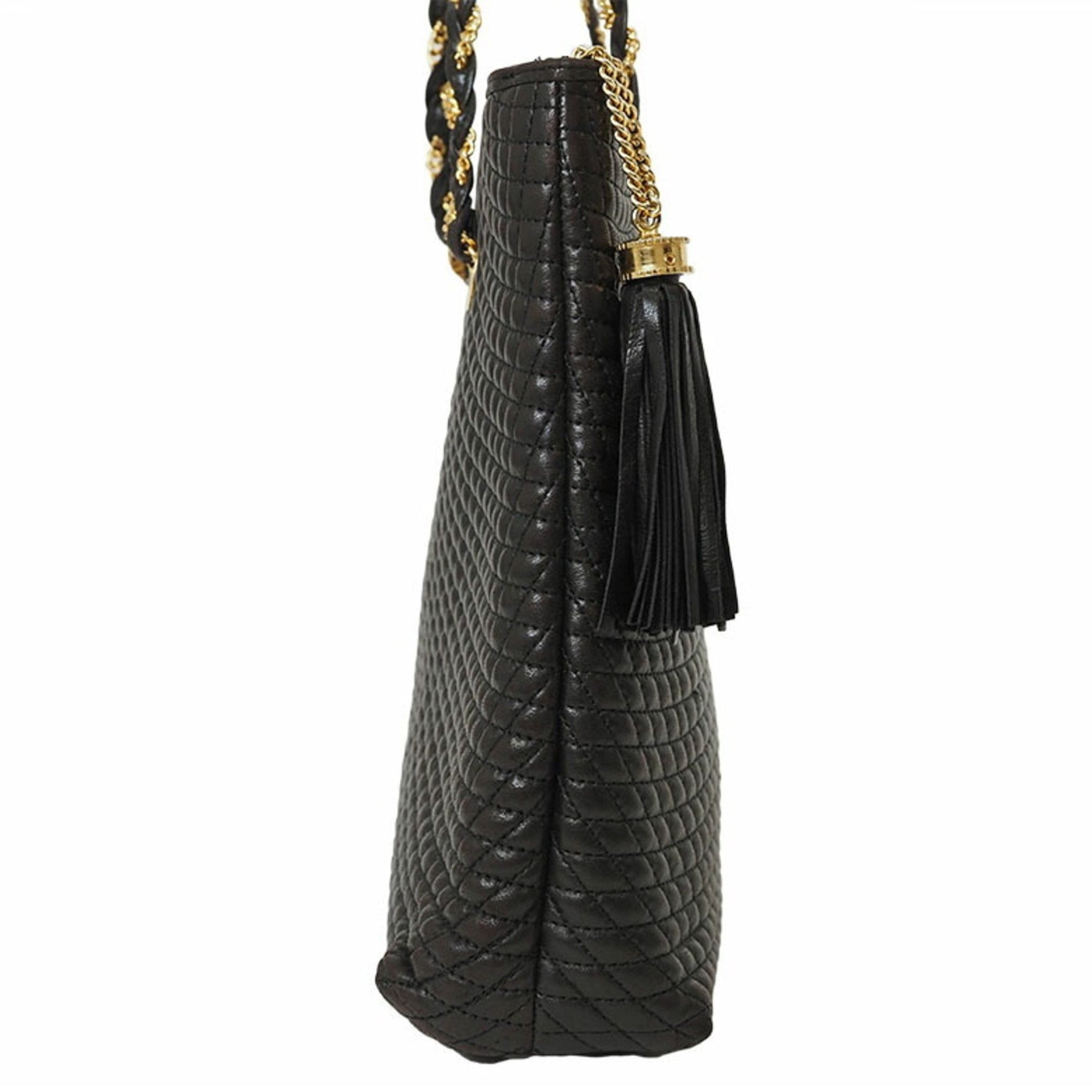 BALLY Quilted Chain Shoulder Bag Leather Tote