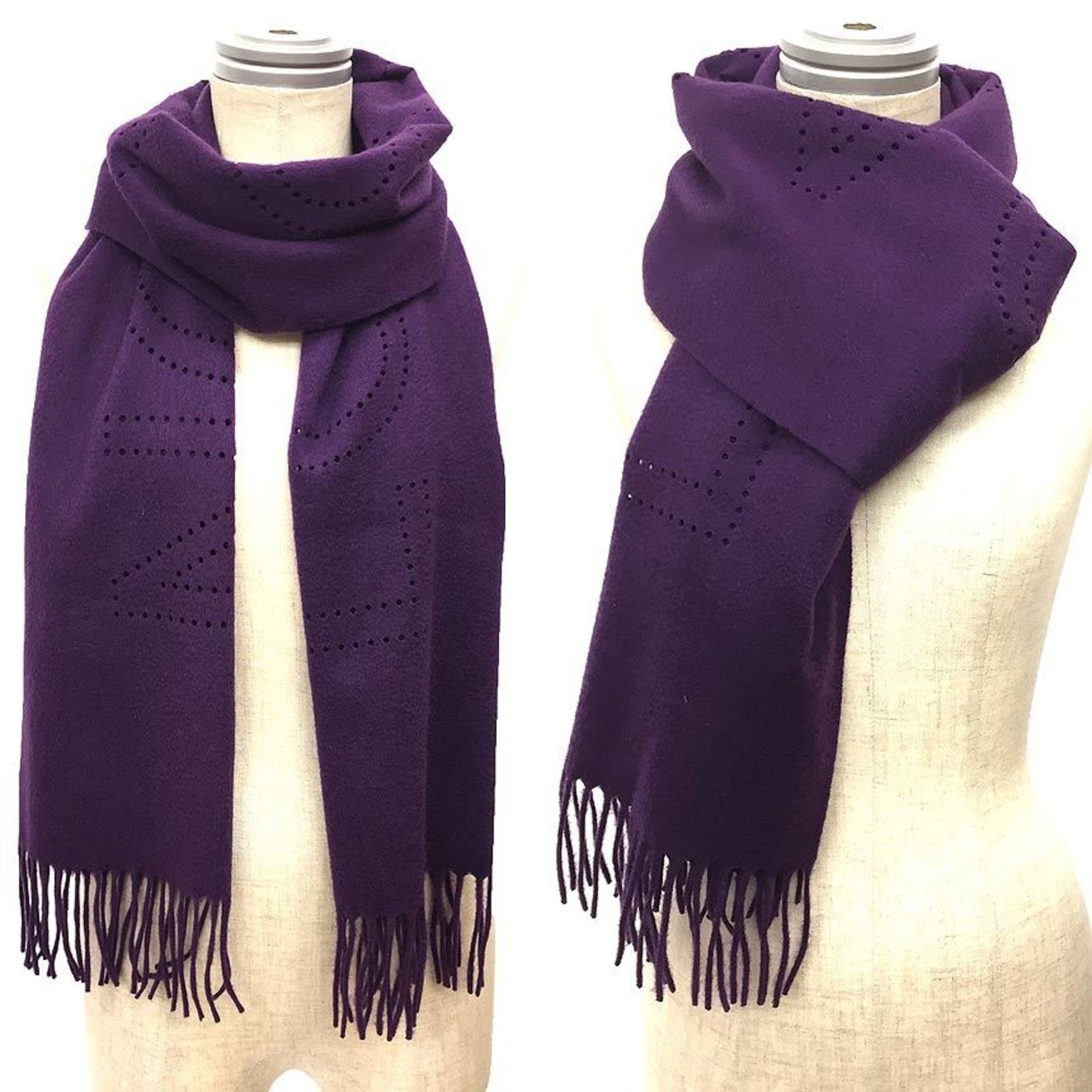 Louis Vuitton Escharpe LV Perfot Punching Muffler Dark Purple Cashmere Shawl