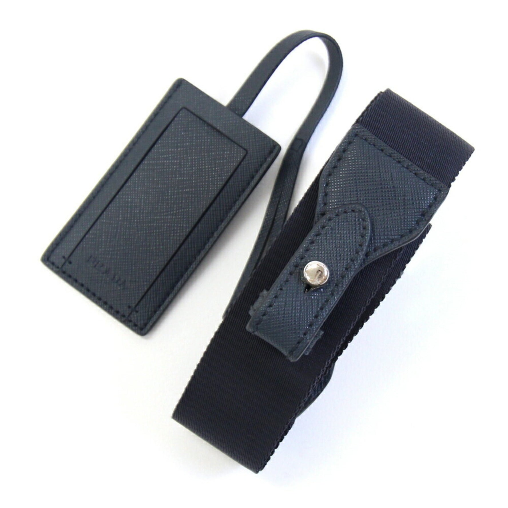 Prada Shoulder Strap Navy Canvas Leather Name Bag for Men and Women PRADA