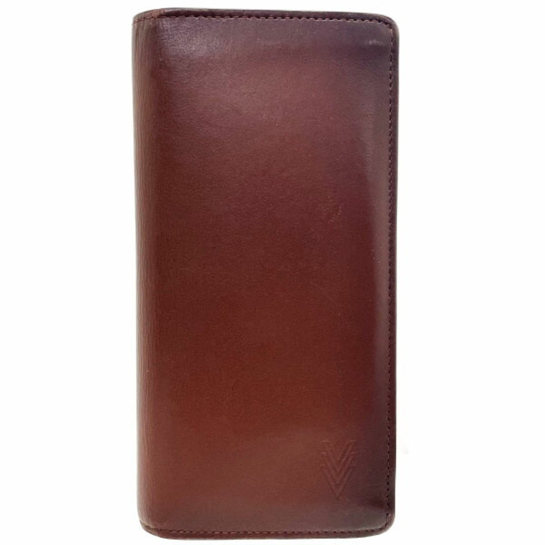 Louis Vuitton Long Wallet Ombre Portefeuille Brazza Leather Brown Bi-fold