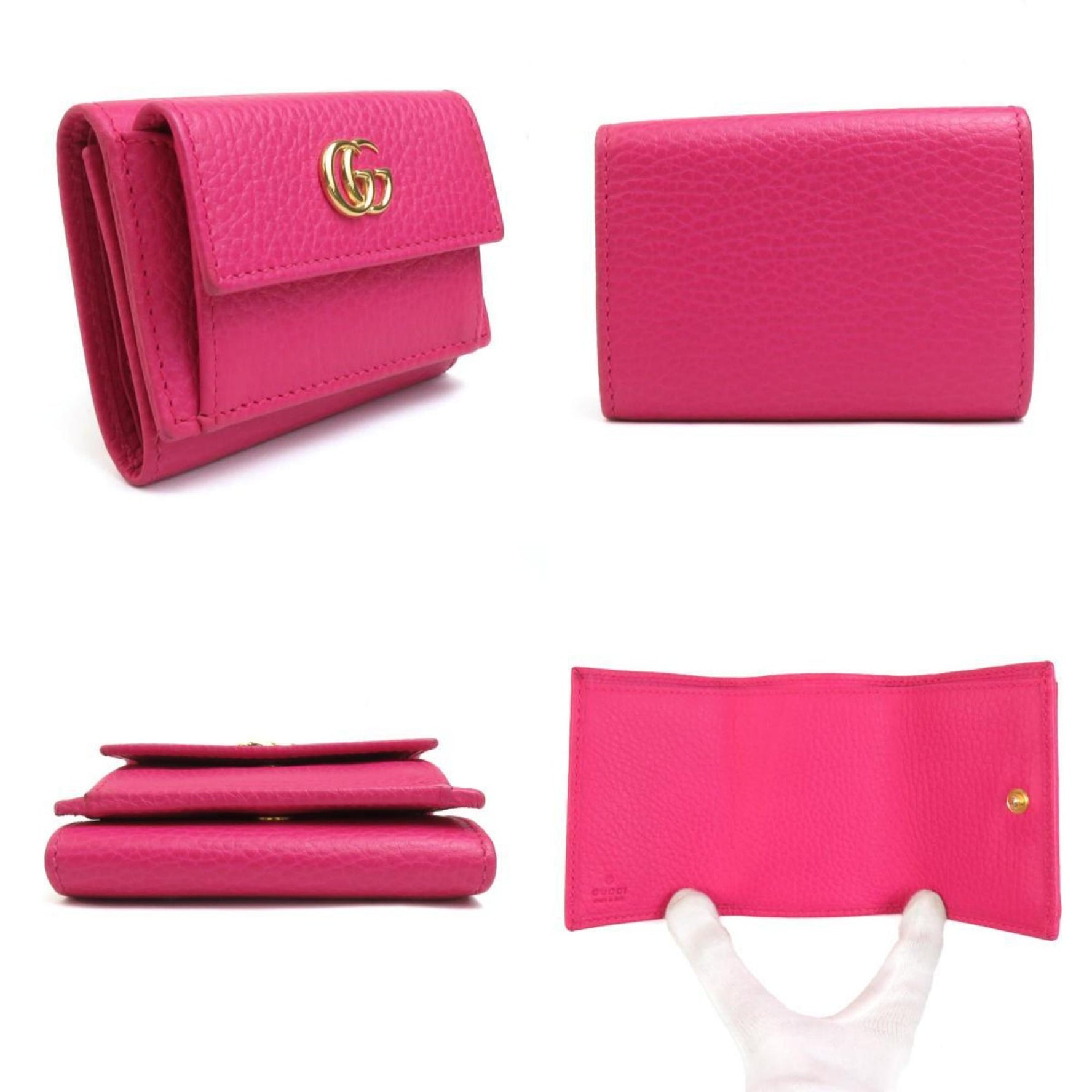 GUCCI Tri-fold Wallet GG Marmont Leather