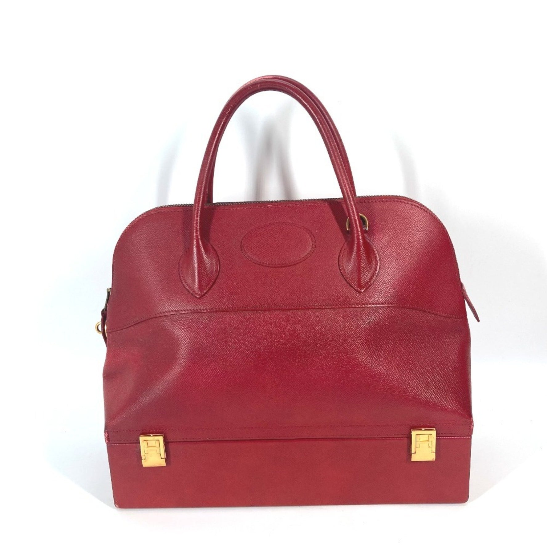HERMES Vintage MacPherson Box Handbag, Couchvel, Red
