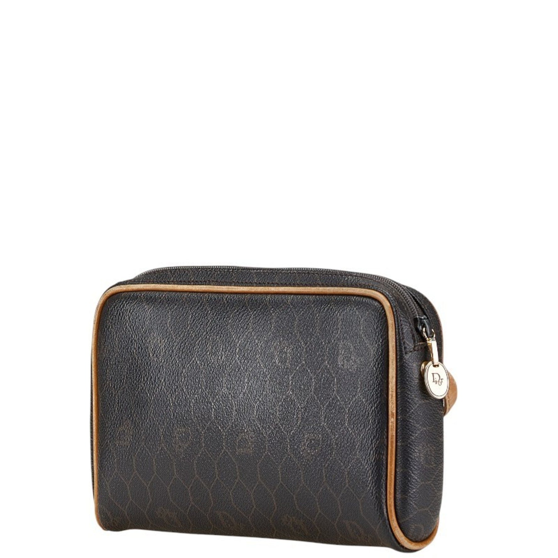 Christian Dior Dior logo crossbody shoulder bag in black and brown leather .