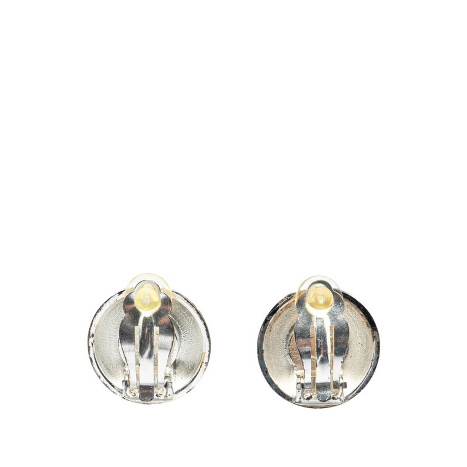Chanel Coco Mark Earrings Silver Gold Metal Plated