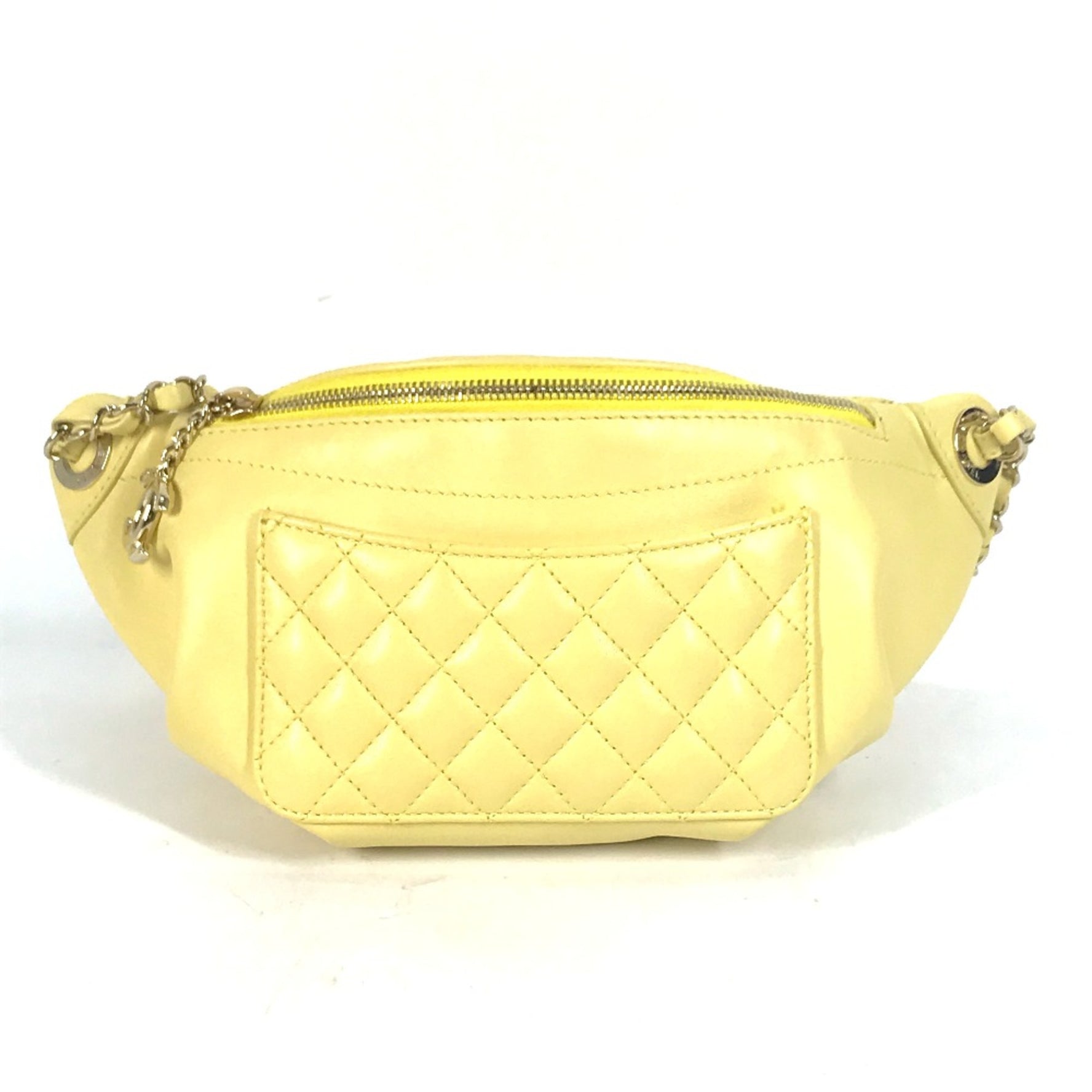 Chanel Chain Belt Bag Waist Pouch Bag Cross Quilted Matelasse body bag GoldHardware