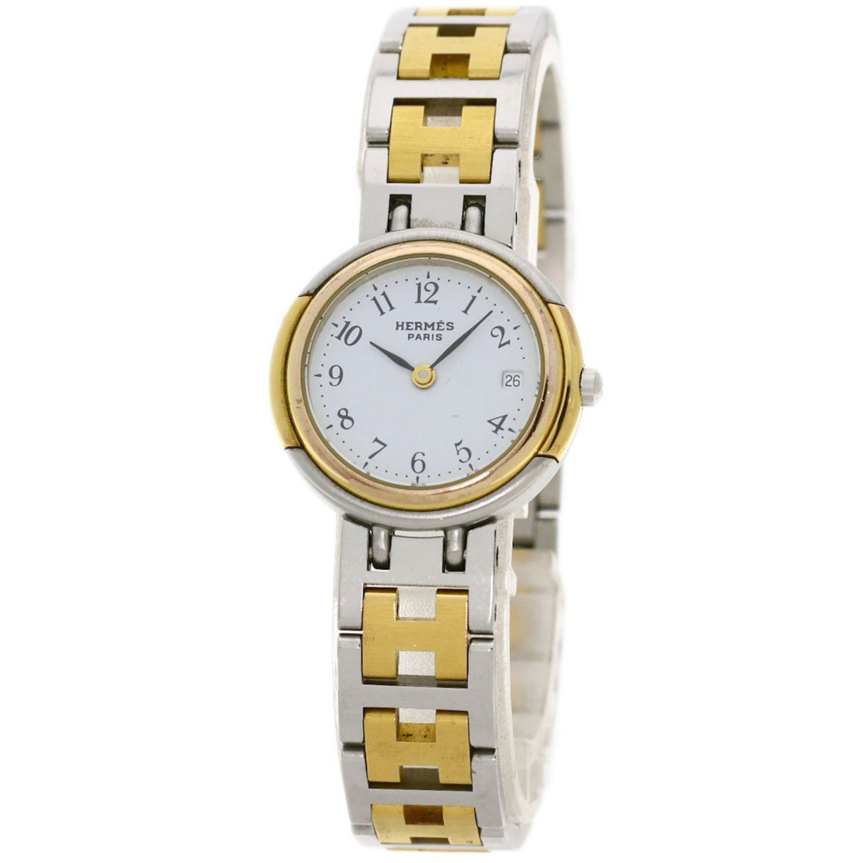 Hermes Windsor Watch Stainless Steel Combination Ladies