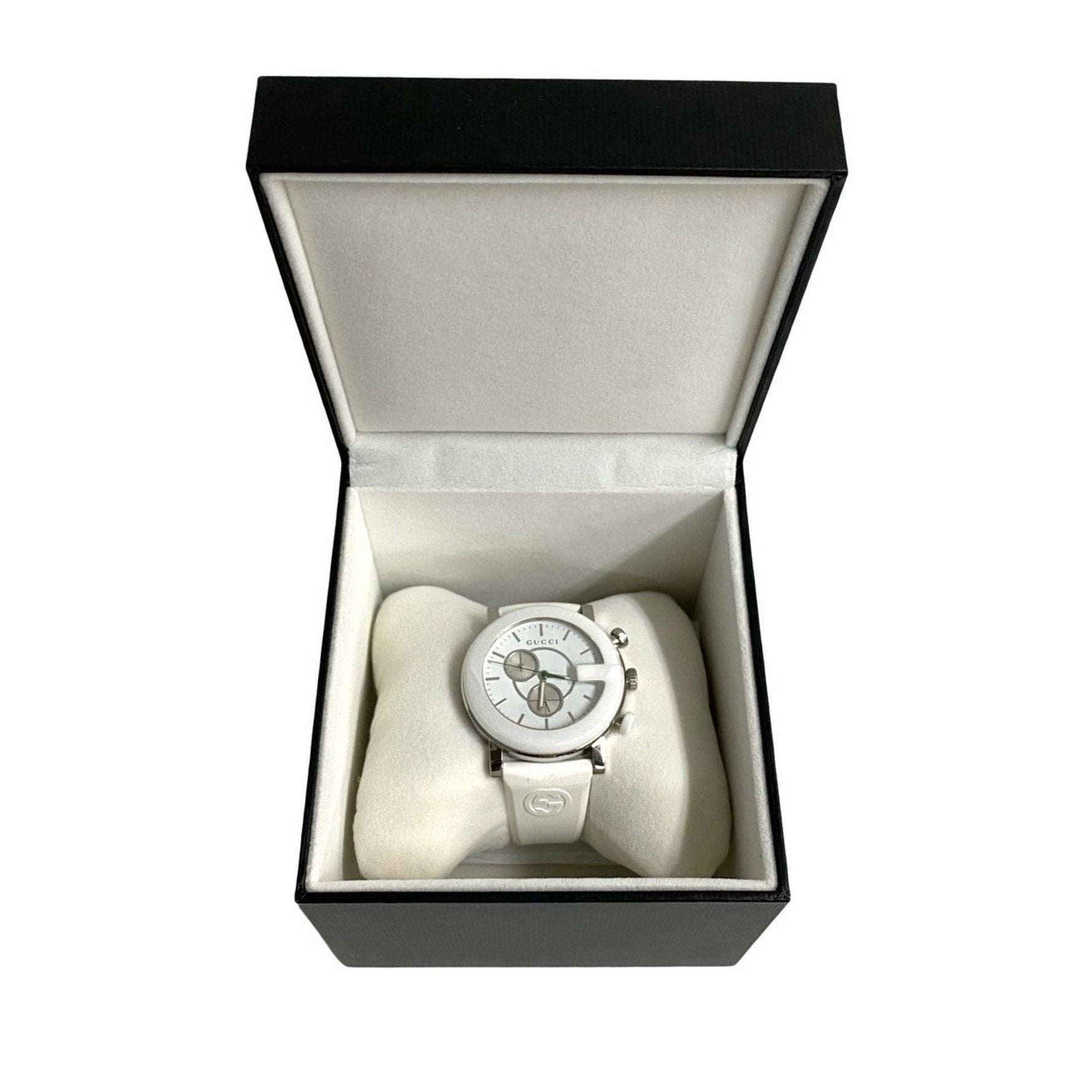 GUCCI G Chrono Quartz Stainless Steel Watch White and Silver