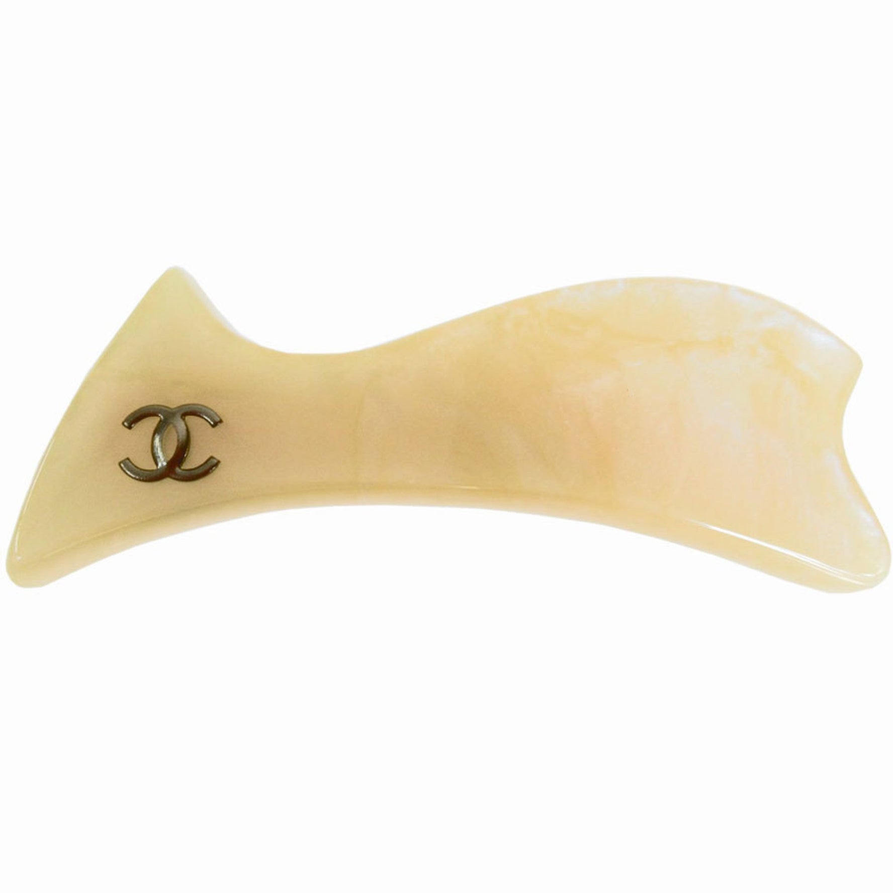 CHANEL Barrette Coco Mark Resin Metal Silver